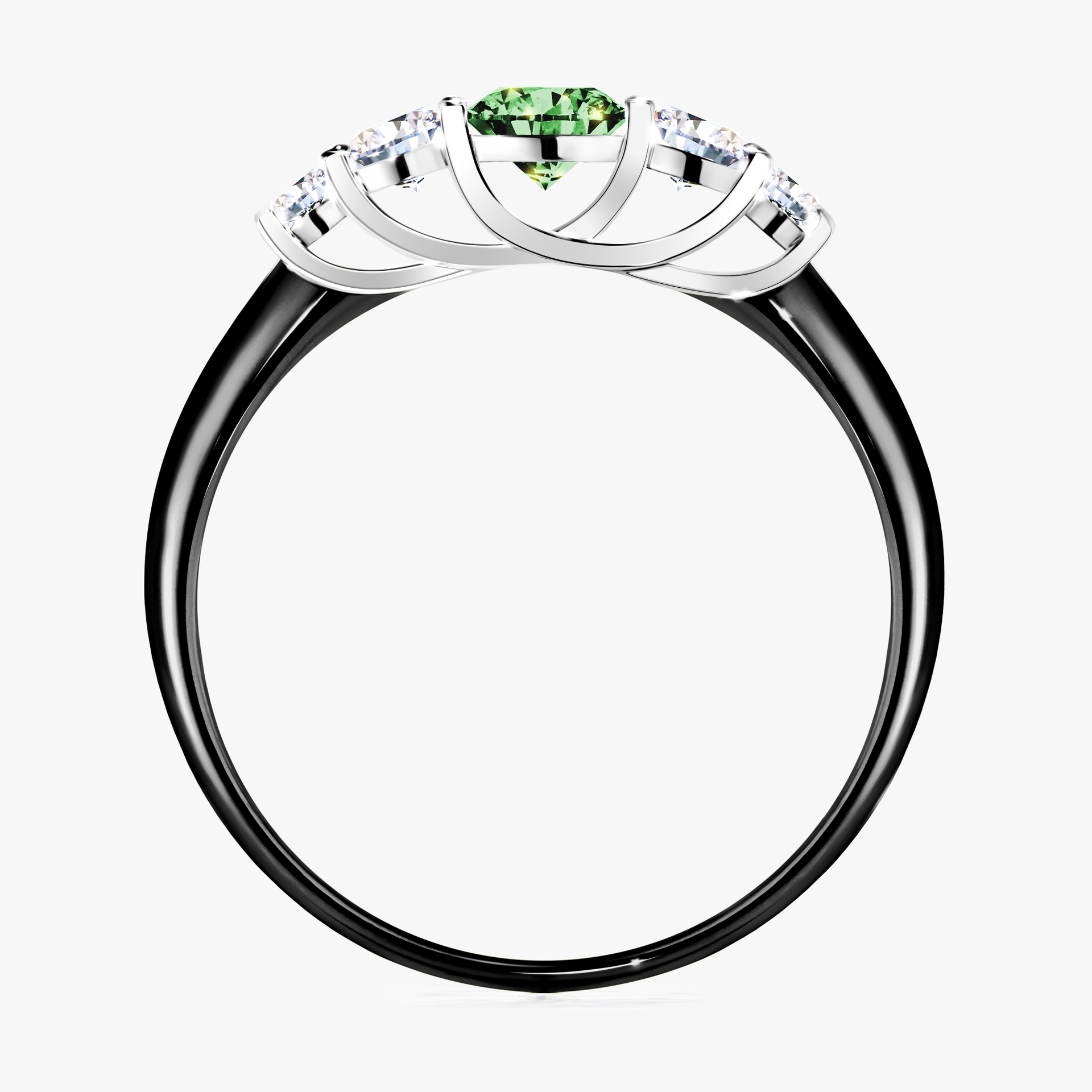 Pierścionek zaręczynowy My Darling z czarnego złota z ciemnym zielonym diamentem 0,53ct