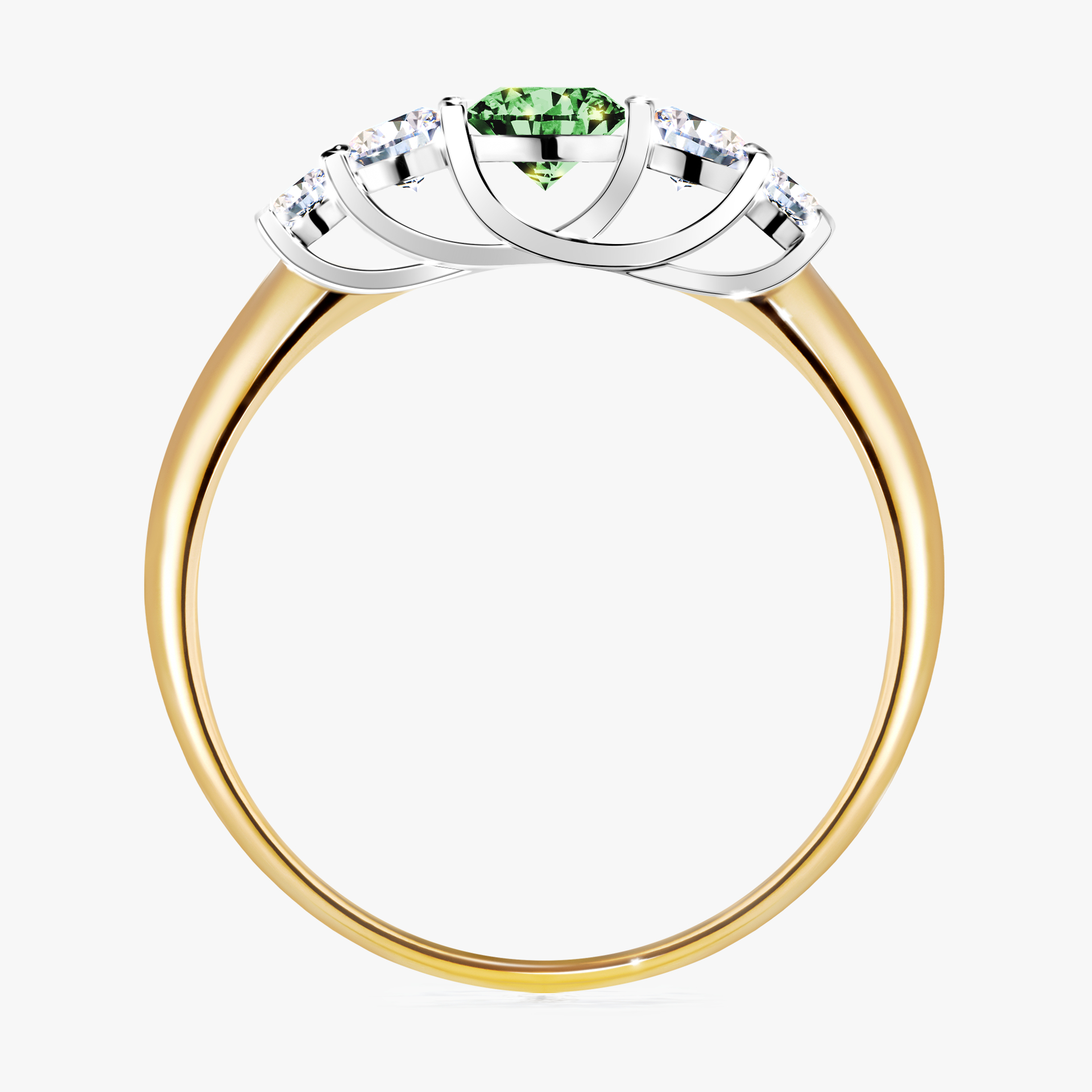 Pierścionek zaręczynowy My Darling z żółtego złota z ciemnym zielonym diamentem 0,53ct