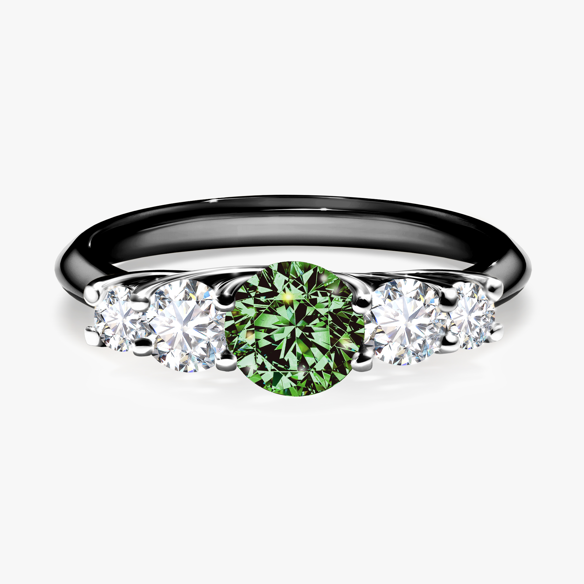 Pierścionek zaręczynowy My Darling z czarnego złota z ciemnym zielonym diamentem 0,96ct