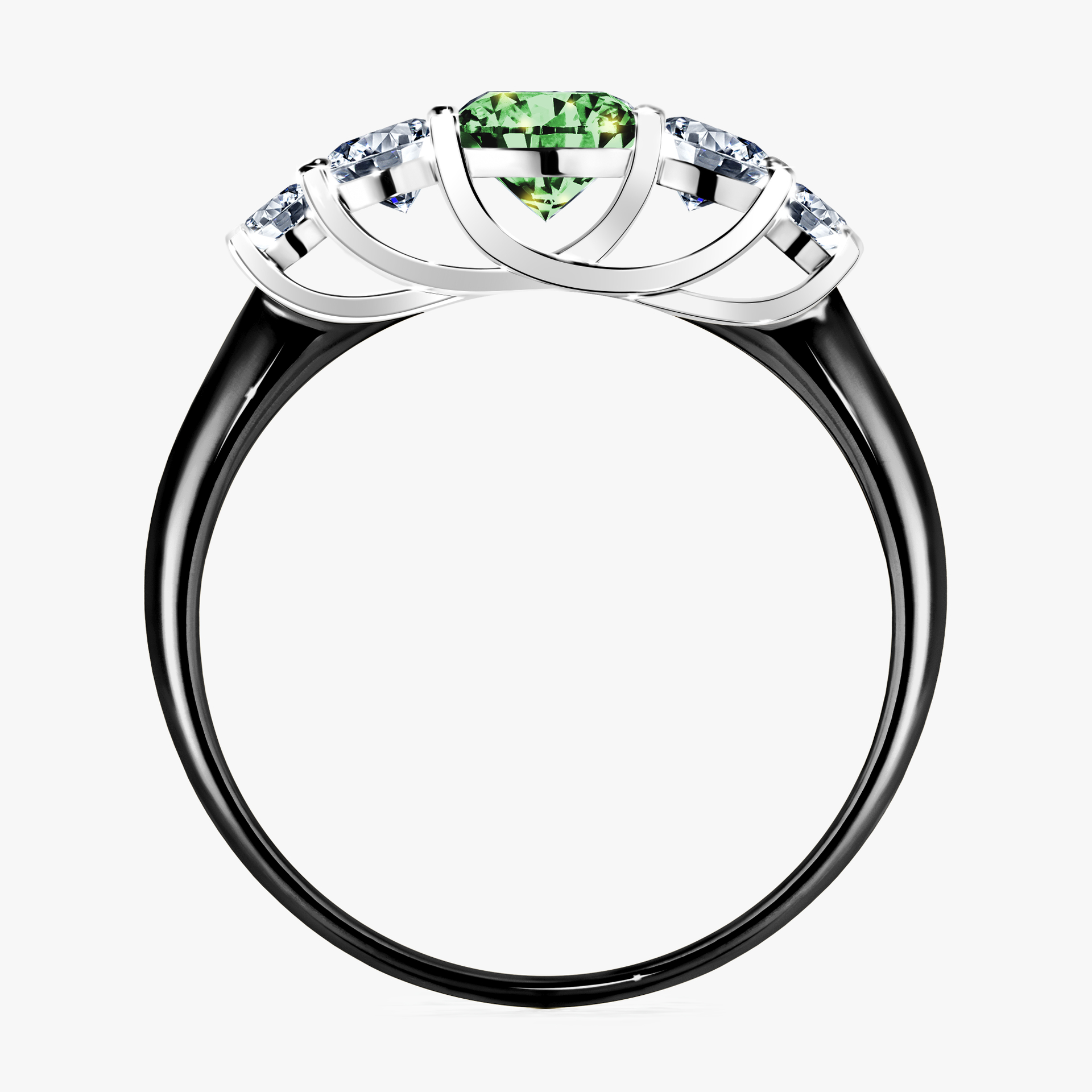 Pierścionek zaręczynowy My Darling z czarnego złota z ciemnym zielonym diamentem 0,96ct