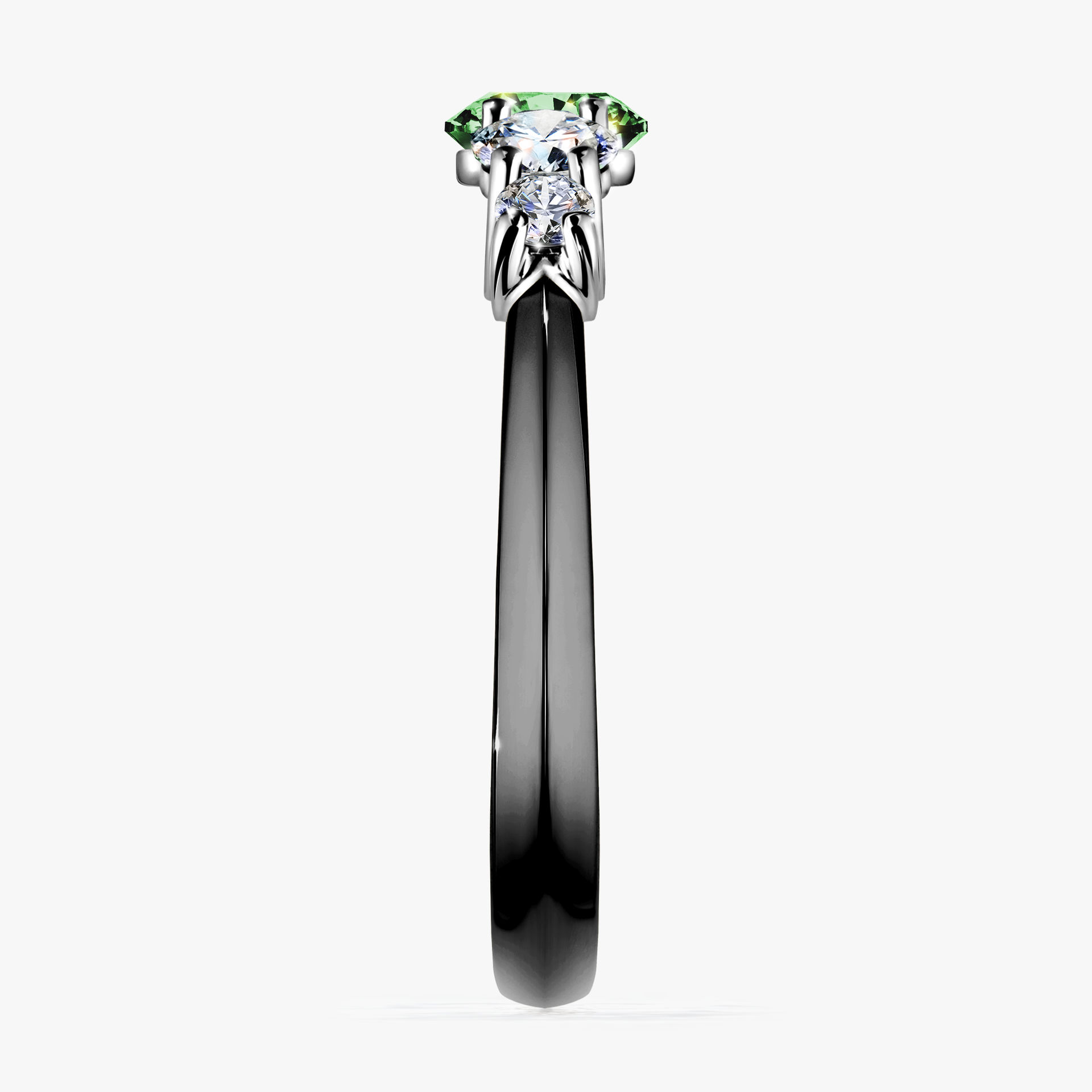 Pierścionek zaręczynowy My Darling z czarnego złota z ciemnym zielonym diamentem 0,96ct