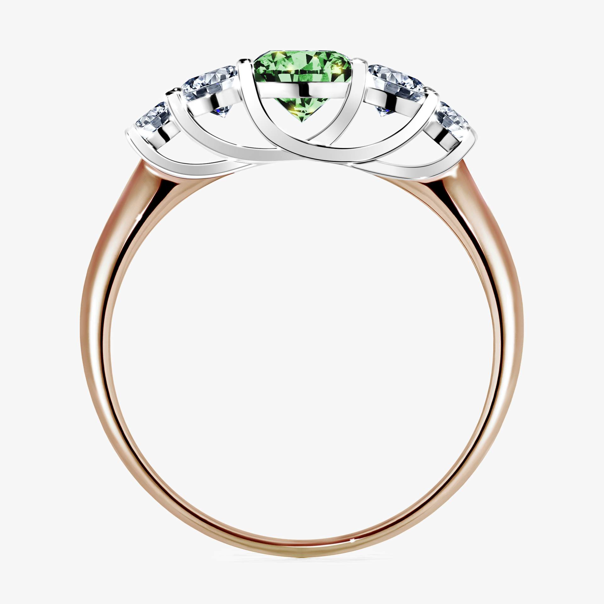 Pierścionek zaręczynowy My Darling z różowego złota z ciemnym zielonym diamentem 0,96ct
