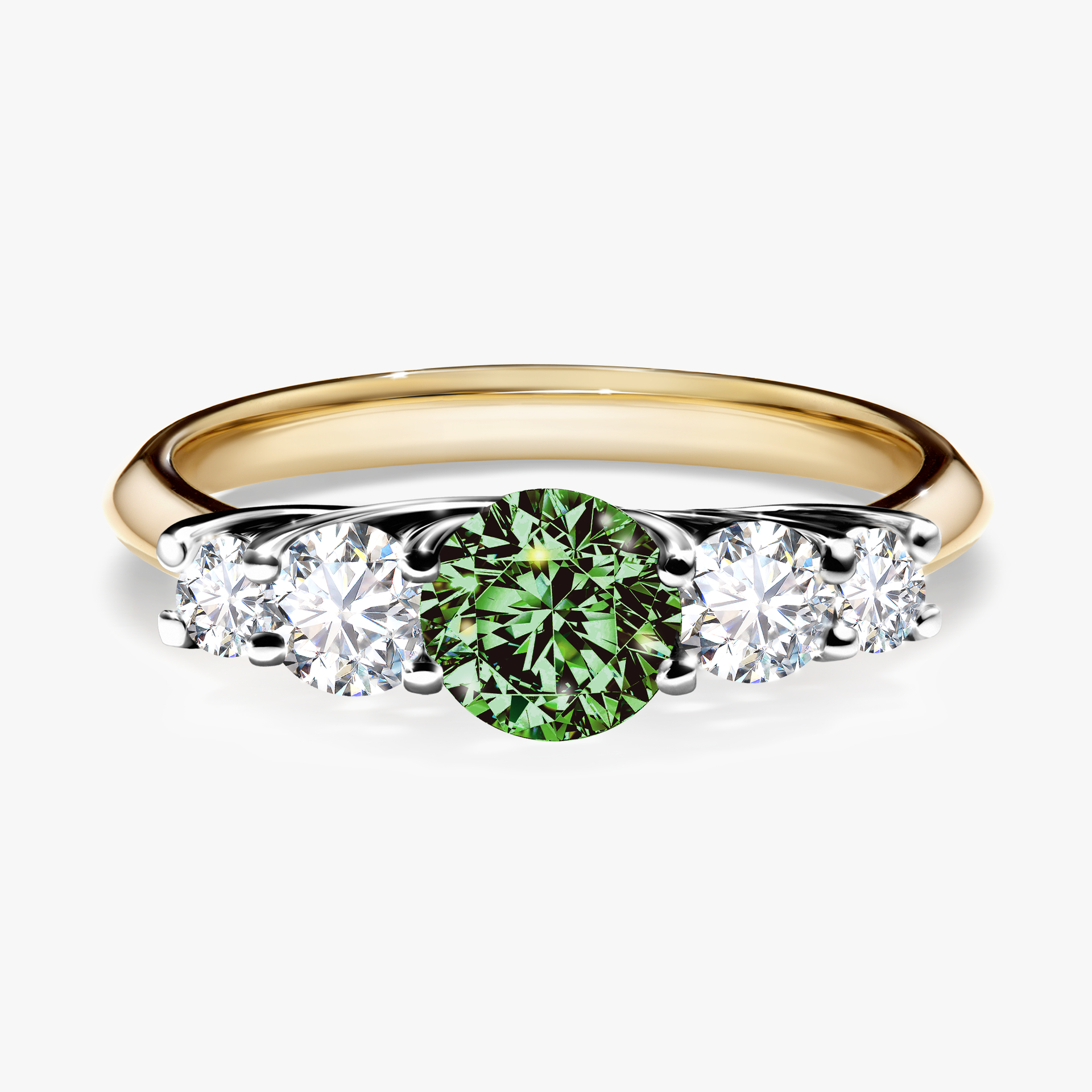 Pierścionek zaręczynowy My Darling z żółtego złota z ciemnym zielonym diamentem 0,96ct