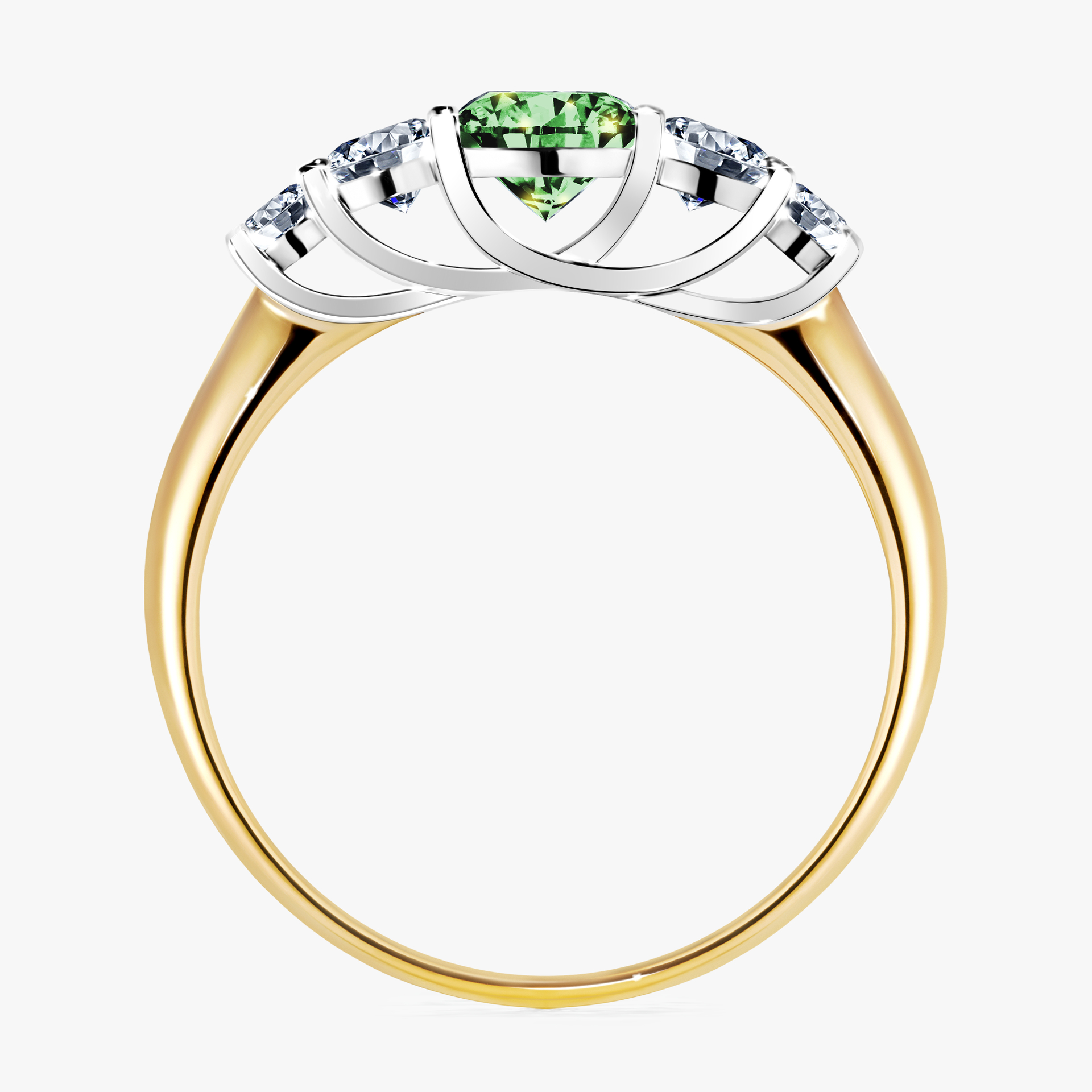 Pierścionek zaręczynowy My Darling z żółtego złota z ciemnym zielonym diamentem 0,96ct