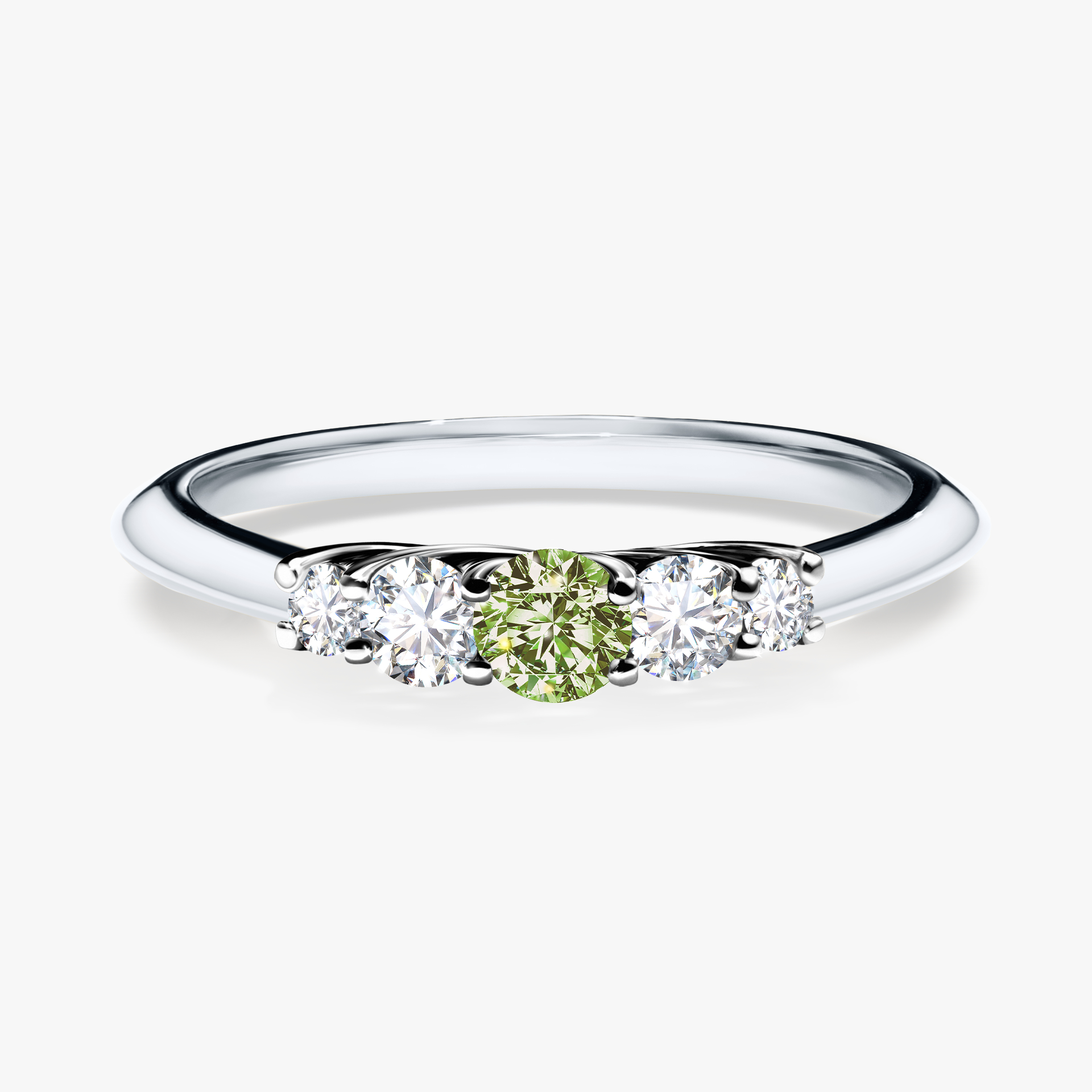 Pierścionek zaręczynowy My Darling z białego złota z jasnym zielonym diamentem 0,22ct