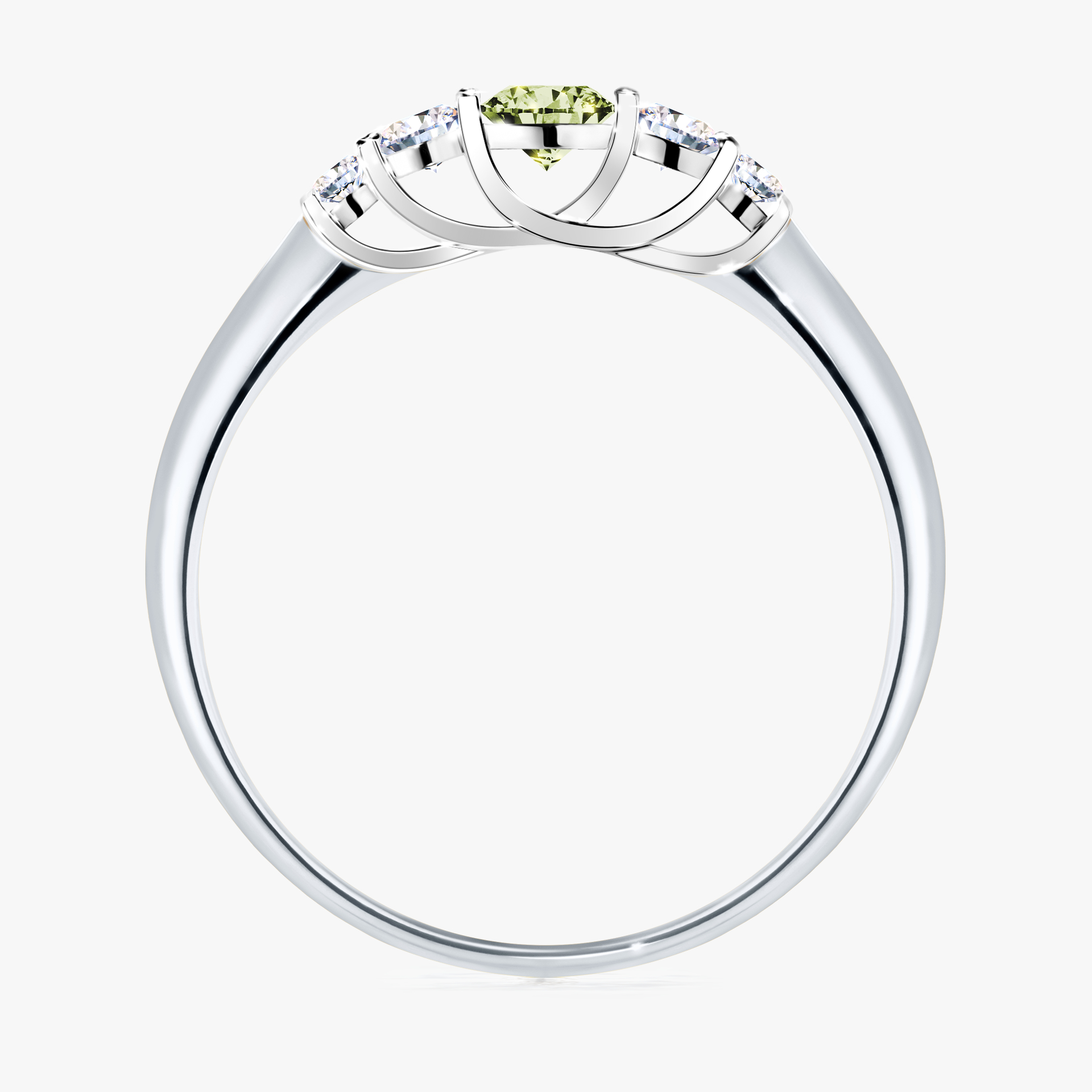 Pierścionek zaręczynowy My Darling z białego złota z jasnym zielonym diamentem 0,22ct