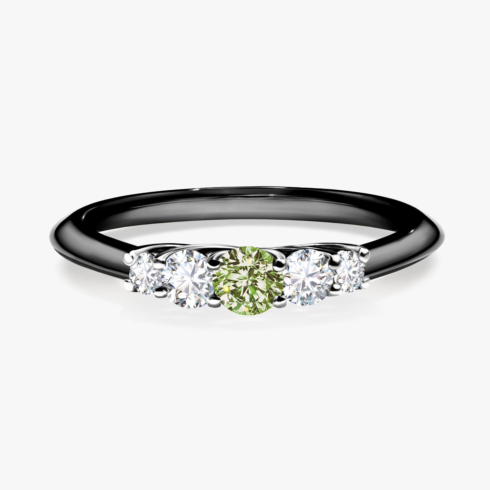 Pierścionek zaręczynowy My Darling z czarnego złota z jasnym zielonym diamentem 0,22ct