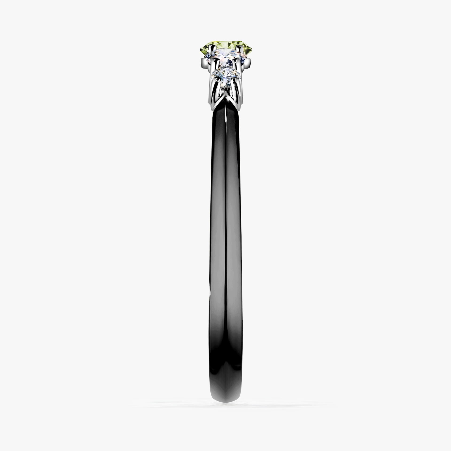 Pierścionek zaręczynowy My Darling z czarnego złota z jasnym zielonym diamentem 0,22ct