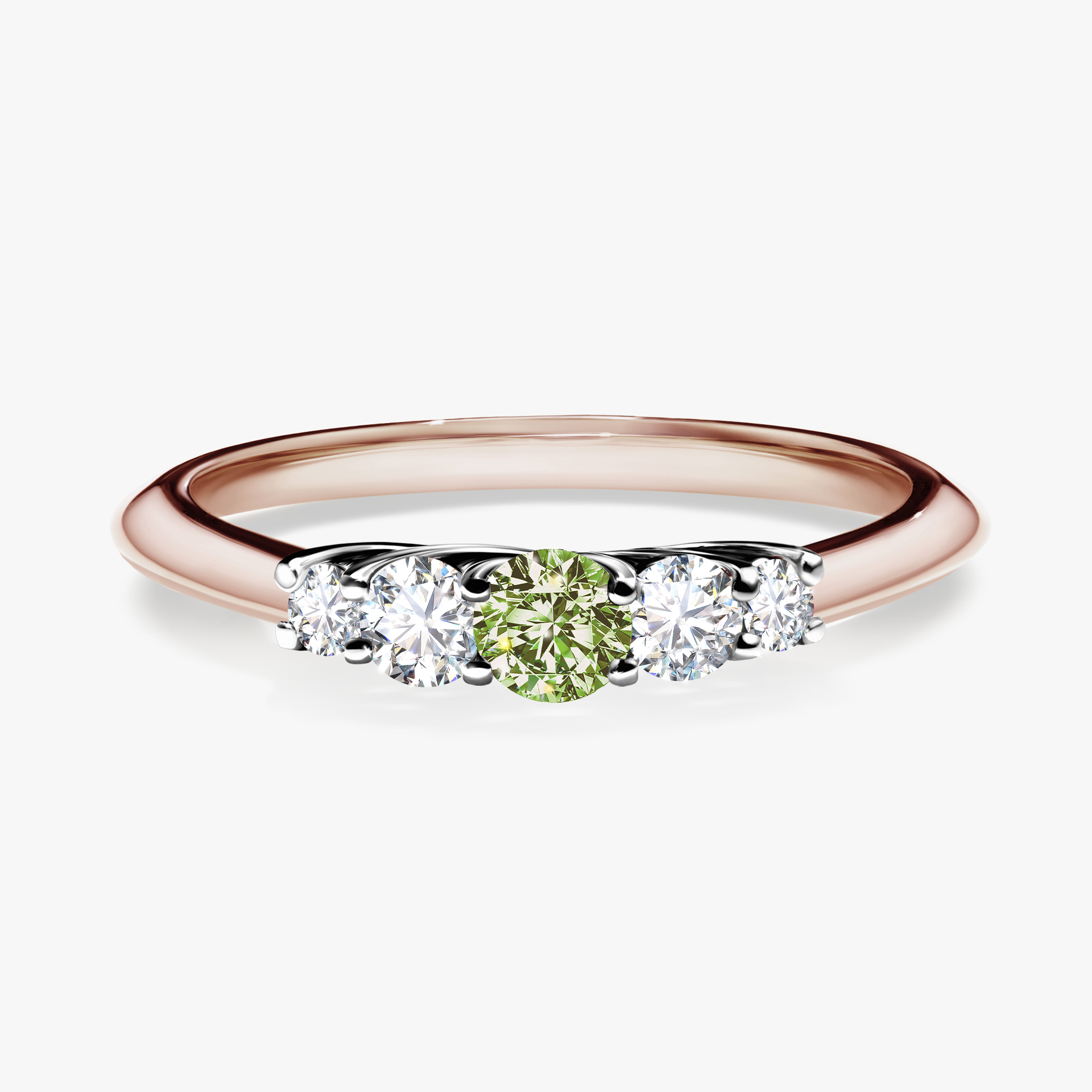 Pierścionek zaręczynowy My Darling z różowego złota z jasnym zielonym diamentem 0,22ct