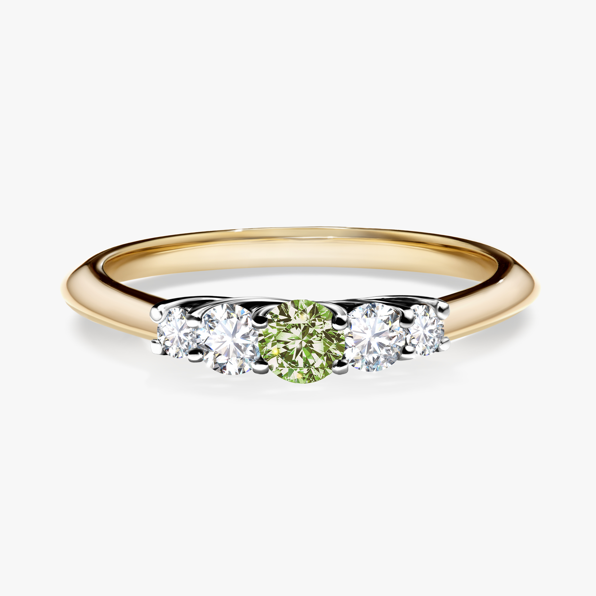 Pierścionek zaręczynowy My Darling z żółtego złota z jasnym zielonym diamentem 0,22ct
