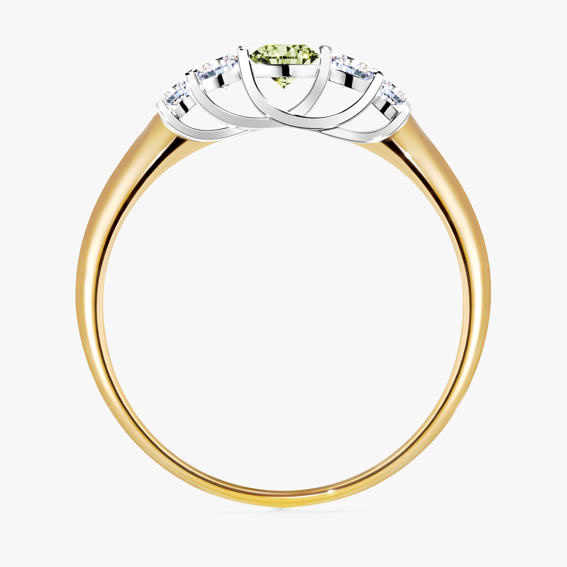 Pierścionek zaręczynowy My Darling z żółtego złota z jasnym zielonym diamentem 0,22ct