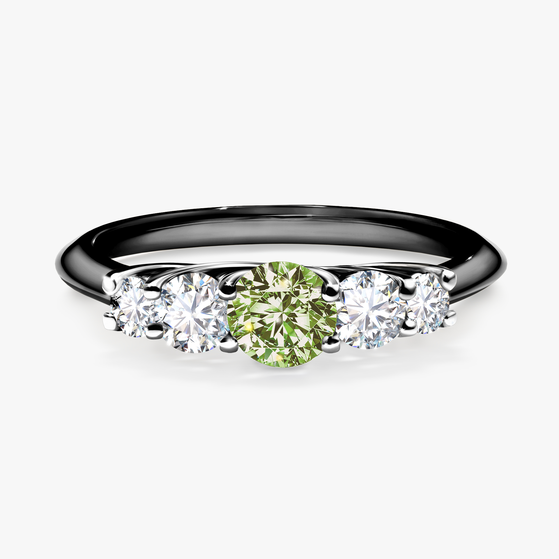 Pierścionek zaręczynowy My Darling z czarnego złota z jasnym zielonym diamentem 0,53ct