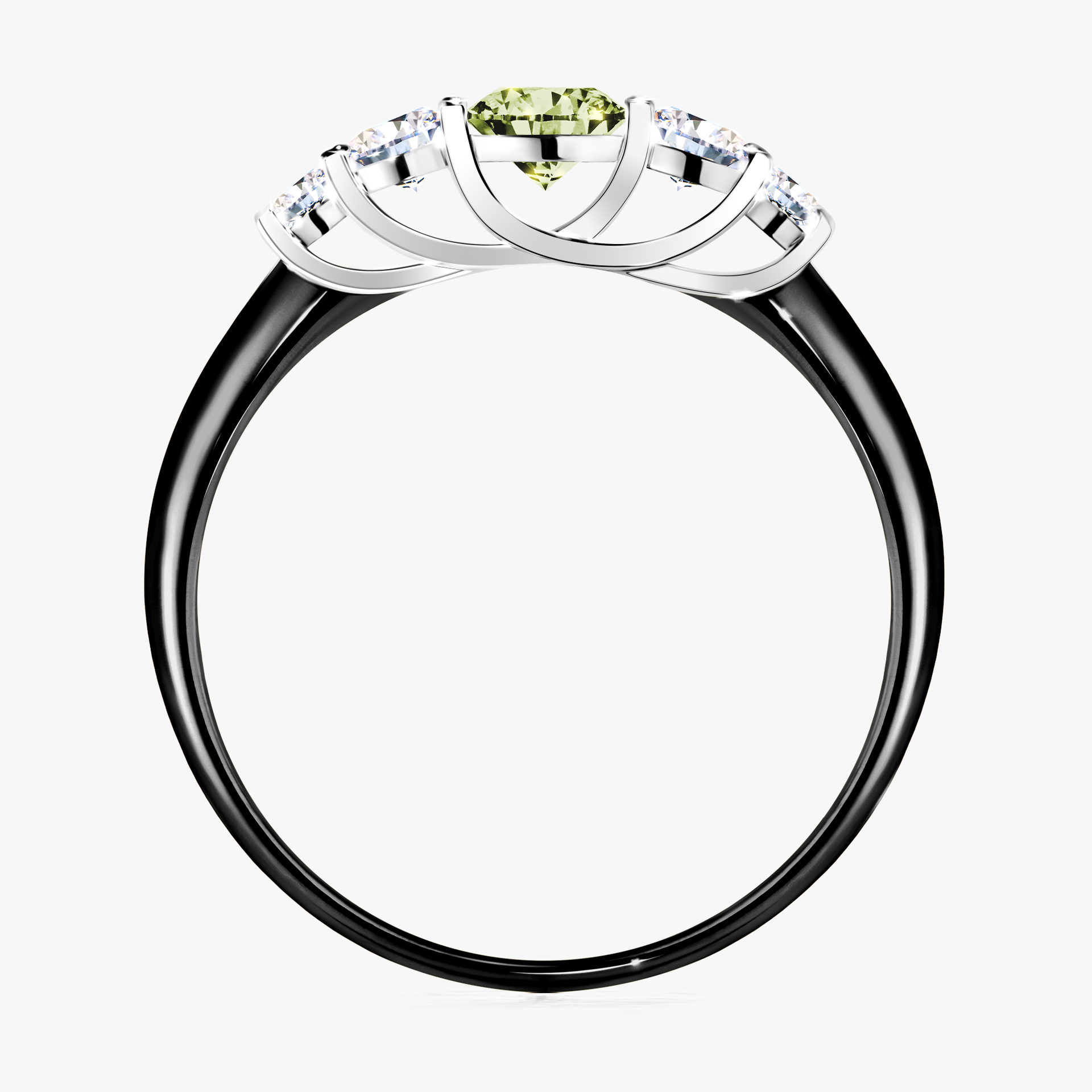 Pierścionek zaręczynowy My Darling z czarnego złota z jasnym zielonym diamentem 0,53ct
