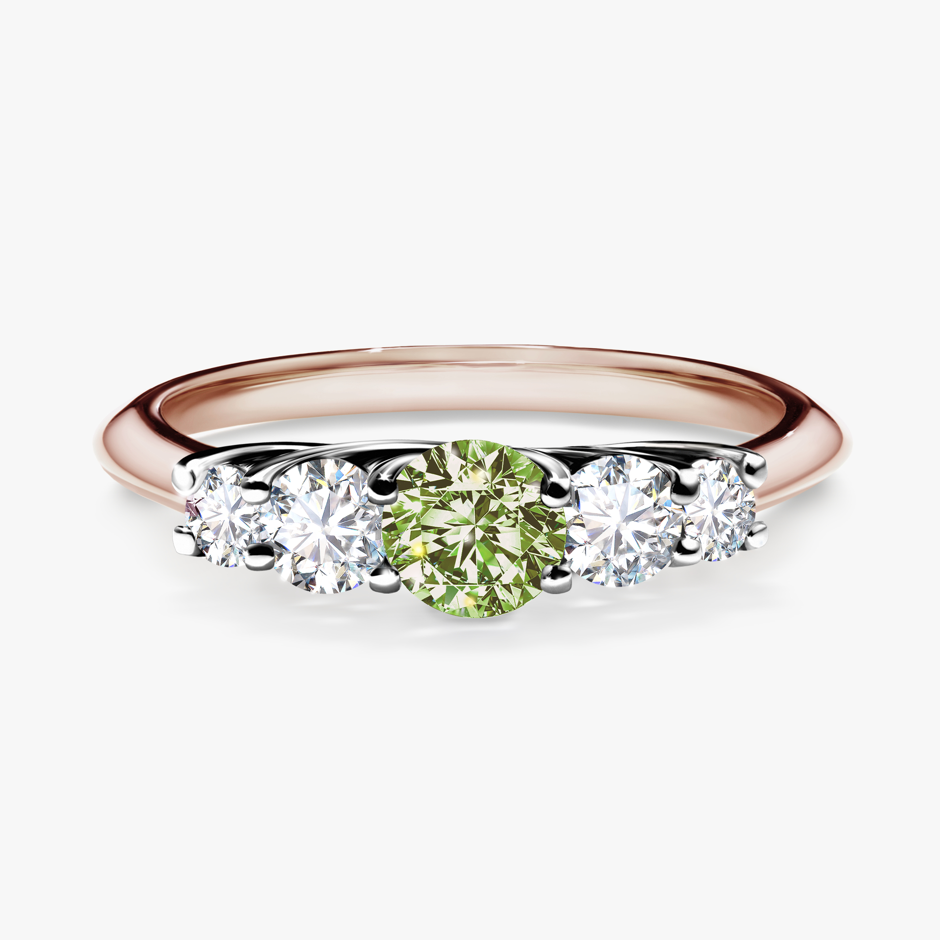 Pierścionek zaręczynowy My Darling z różowego złota z jasnym zielonym diamentem 0,53ct