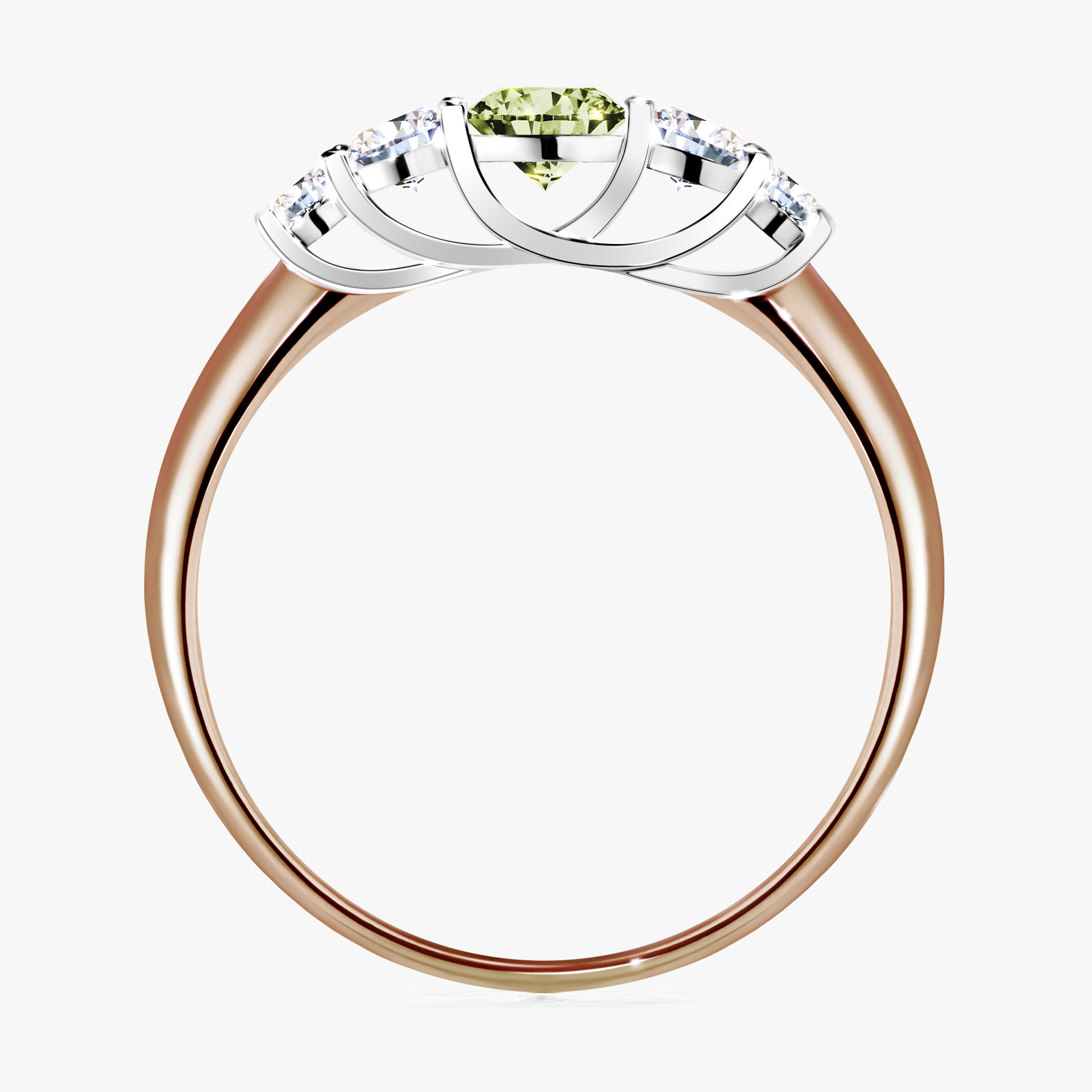 Pierścionek zaręczynowy My Darling z różowego złota z jasnym zielonym diamentem 0,53ct
