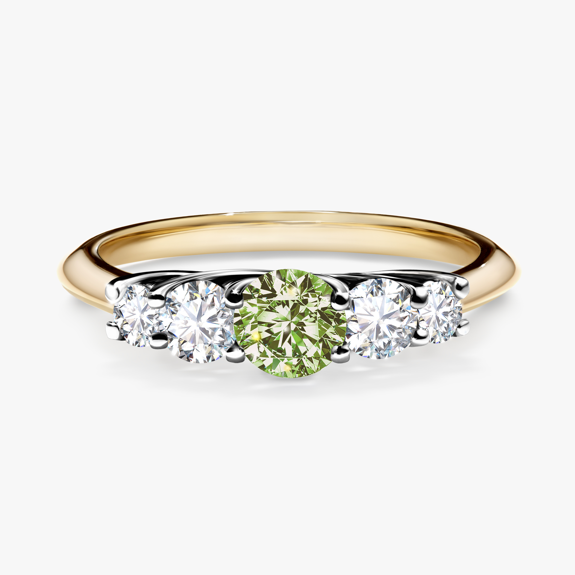 Pierścionek zaręczynowy My Darling z żółtego złota z jasnym zielonym diamentem 0,53ct