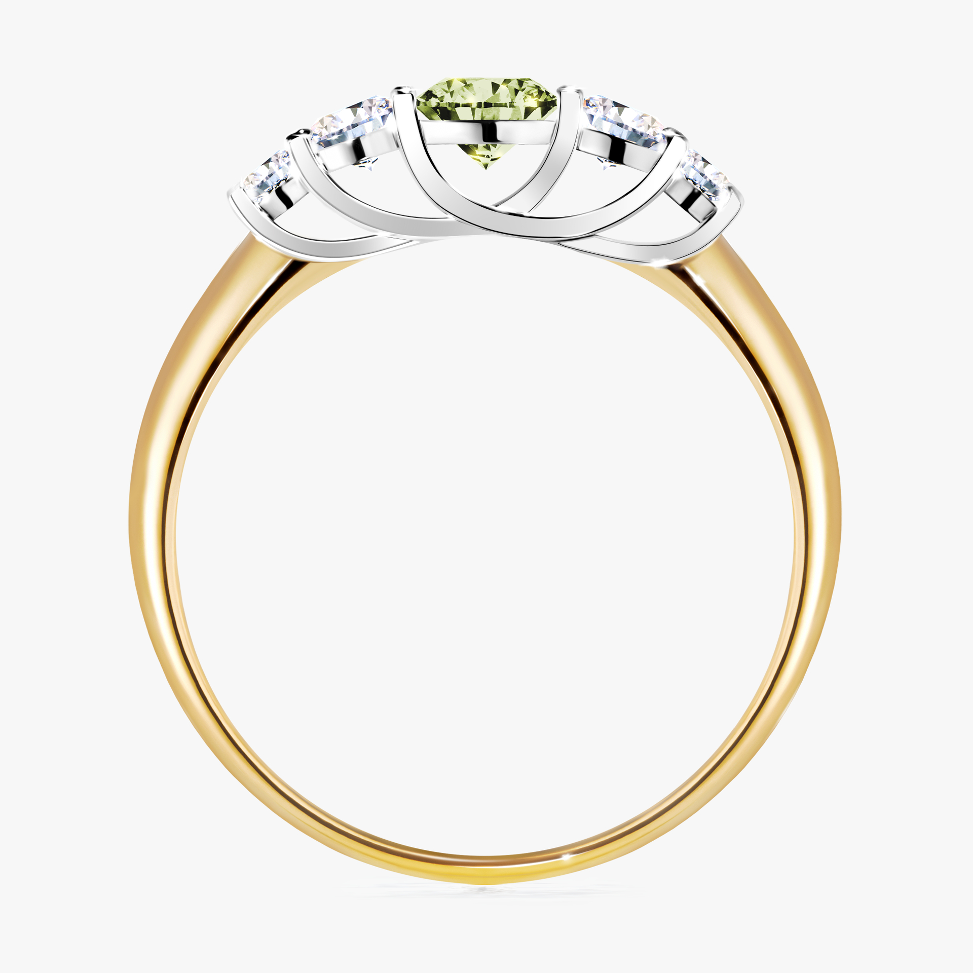 Pierścionek zaręczynowy My Darling z żółtego złota z jasnym zielonym diamentem 0,53ct