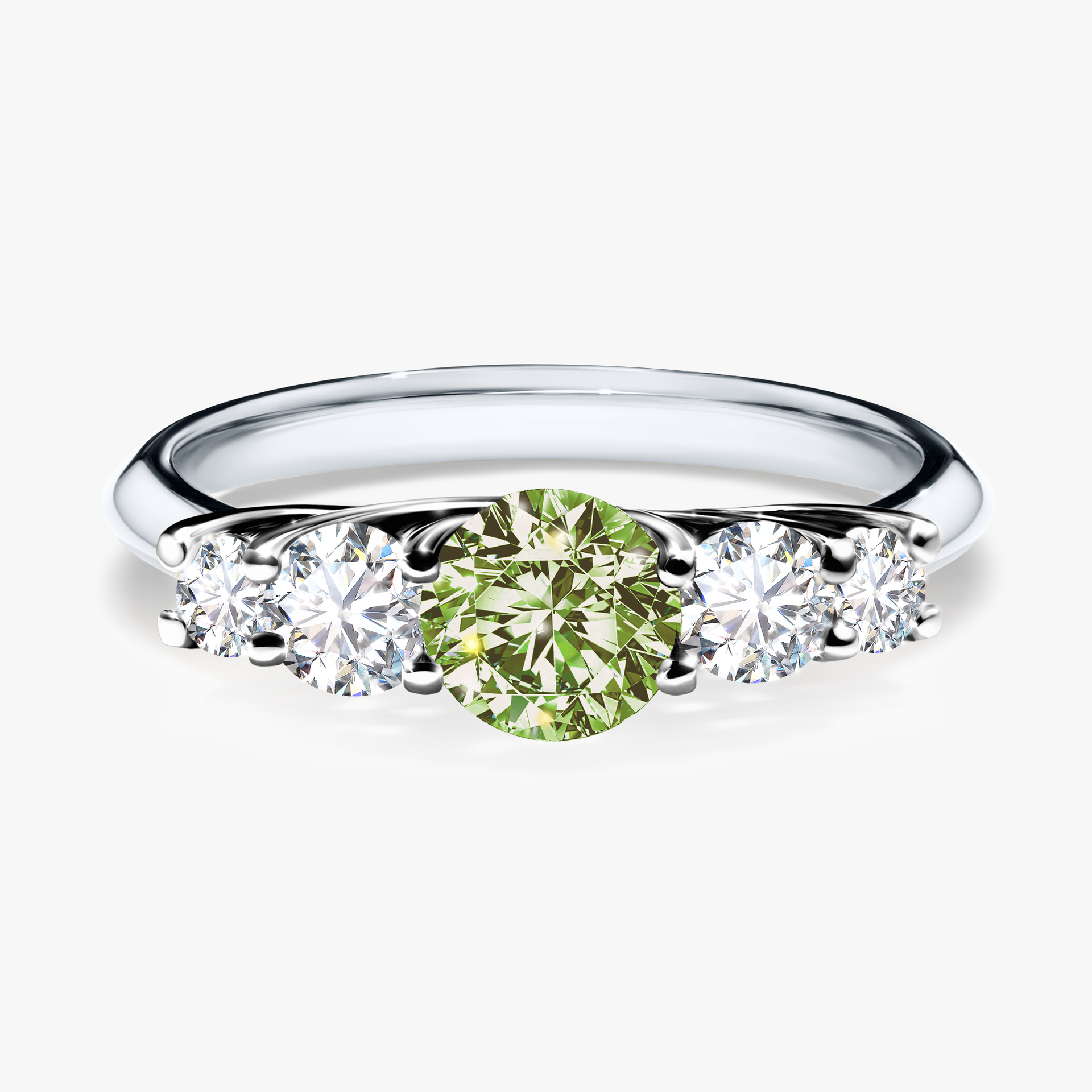Pierścionek zaręczynowy My Darling z białego złota z jasnym zielonym diamentem 0,96ct