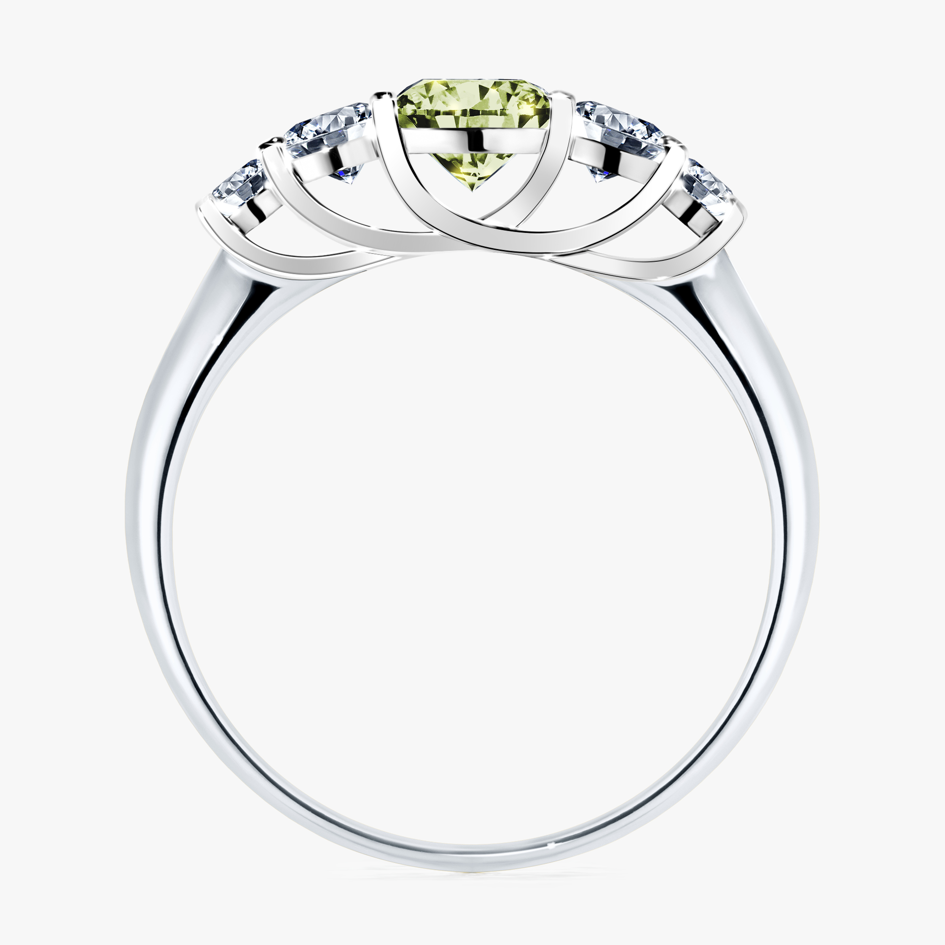 Pierścionek zaręczynowy My Darling z białego złota z jasnym zielonym diamentem 0,96ct