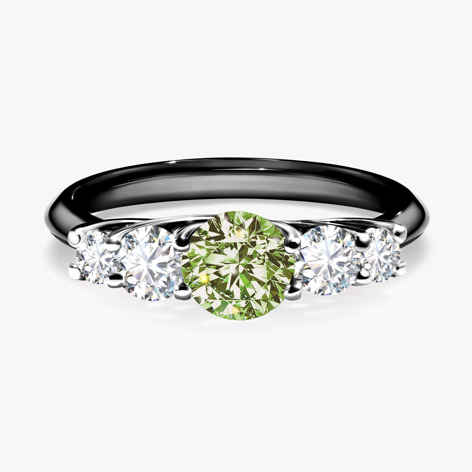 Pierścionek zaręczynowy My Darling z czarnego złota z jasnym zielonym diamentem 0,96ct