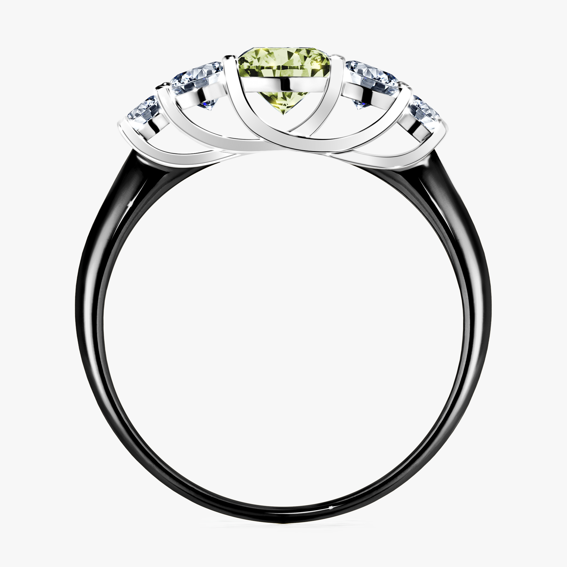 Pierścionek zaręczynowy My Darling z czarnego złota z jasnym zielonym diamentem 0,96ct