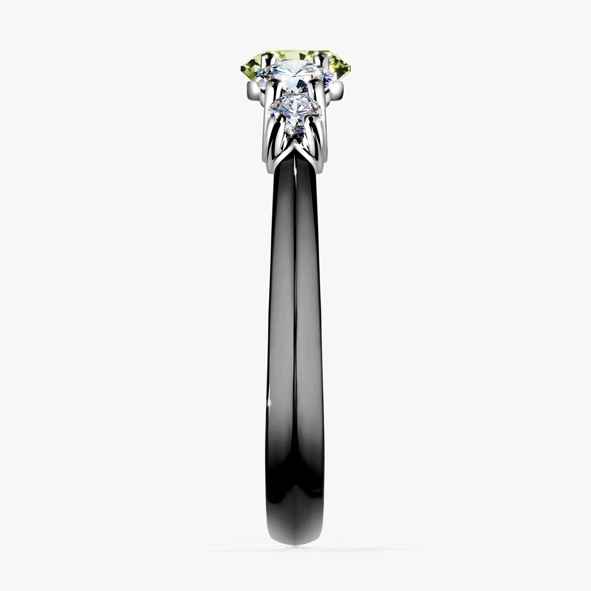 Pierścionek zaręczynowy My Darling z czarnego złota z jasnym zielonym diamentem 0,96ct