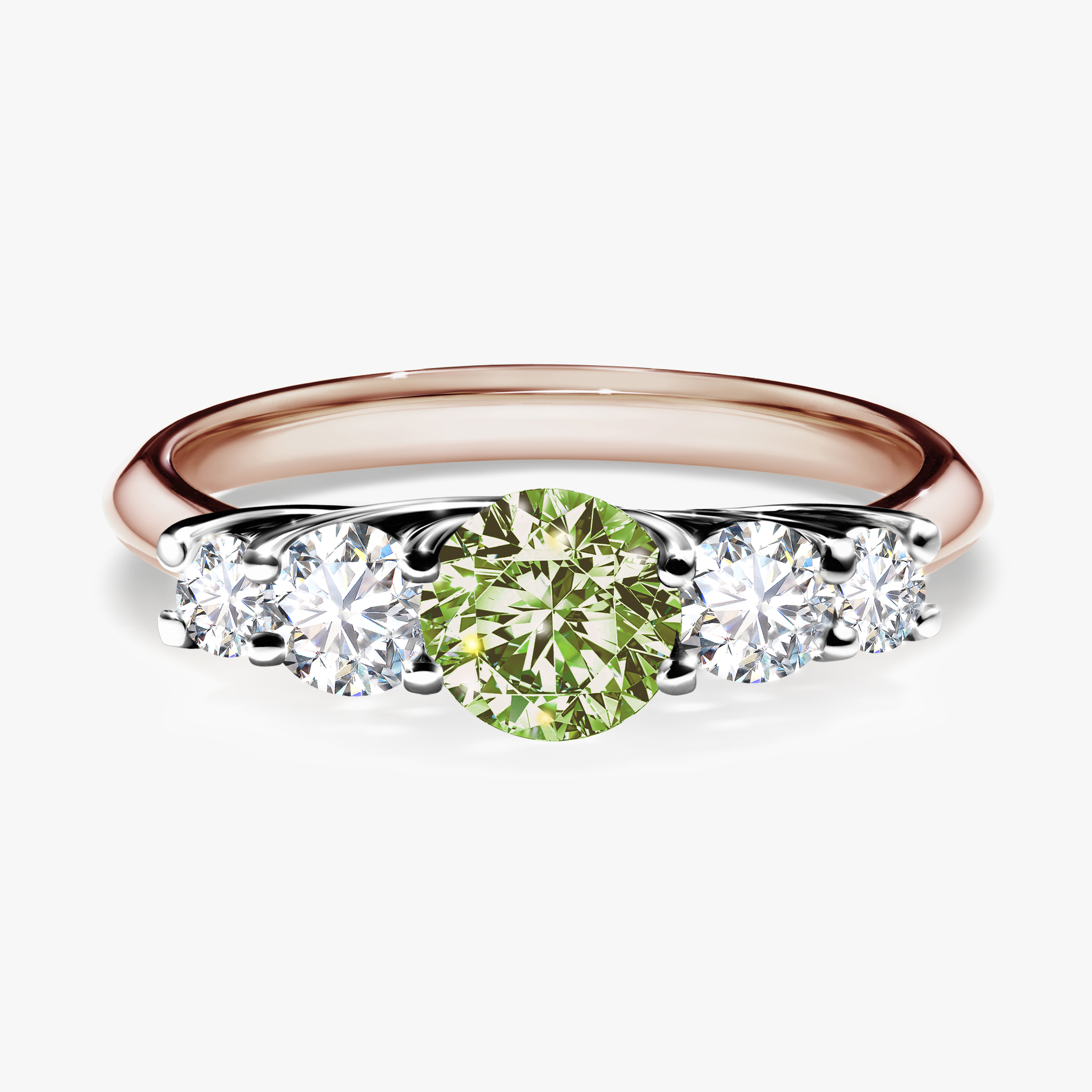 Pierścionek zaręczynowy My Darling z różowego złota z jasnym zielonym diamentem 0,96ct