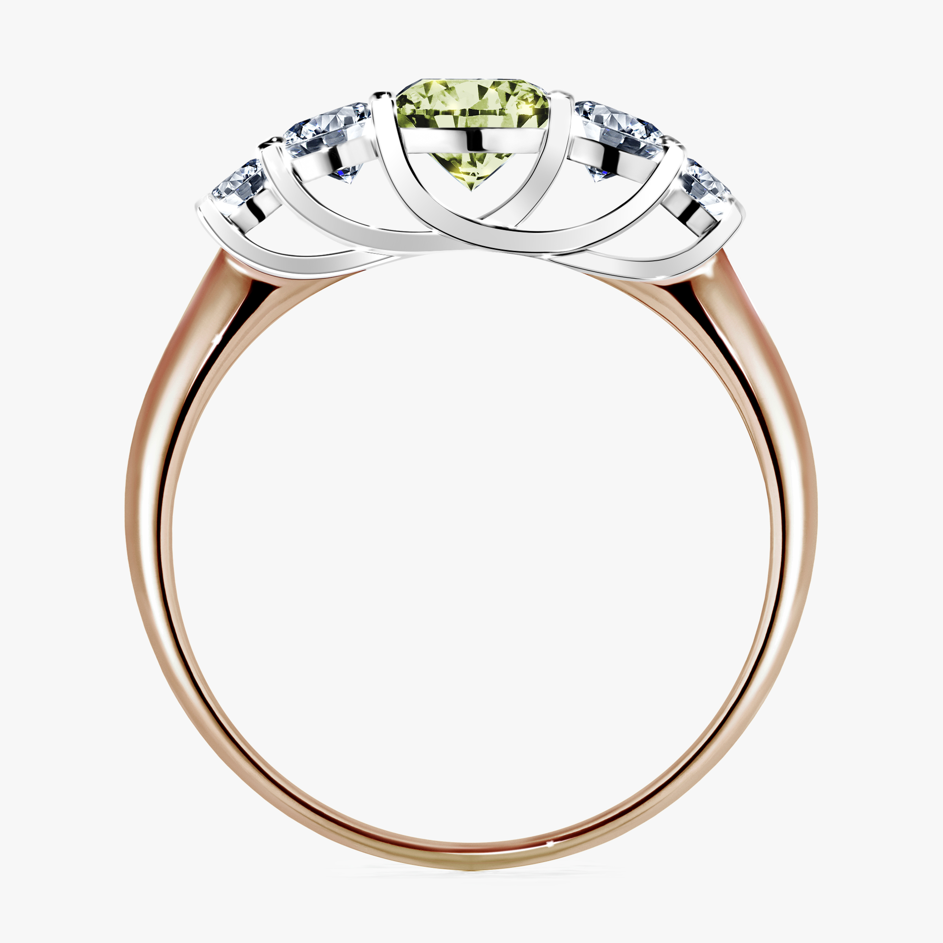 Pierścionek zaręczynowy My Darling z różowego złota z jasnym zielonym diamentem 0,96ct