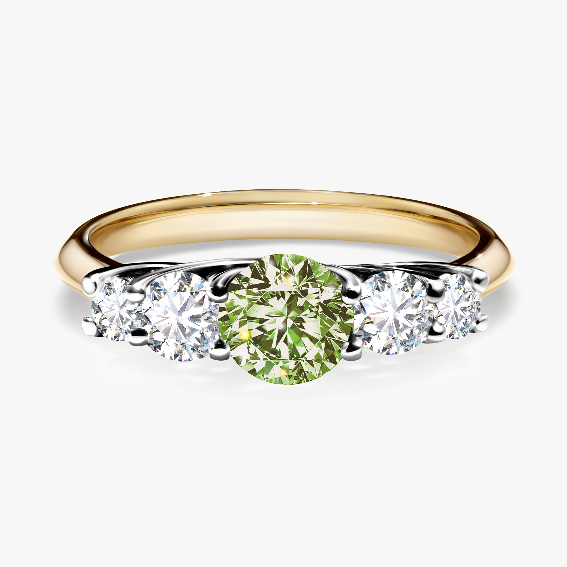 Pierścionek zaręczynowy My Darling z żółtego złota z jasnym zielonym diamentem 0,96ct