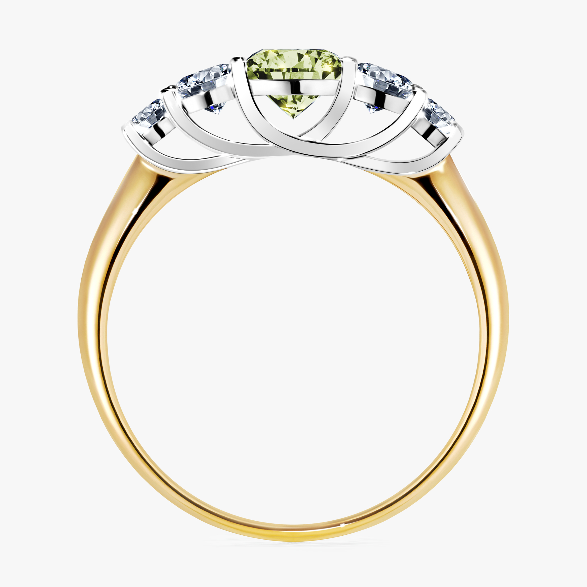 Pierścionek zaręczynowy My Darling z żółtego złota z jasnym zielonym diamentem 0,96ct