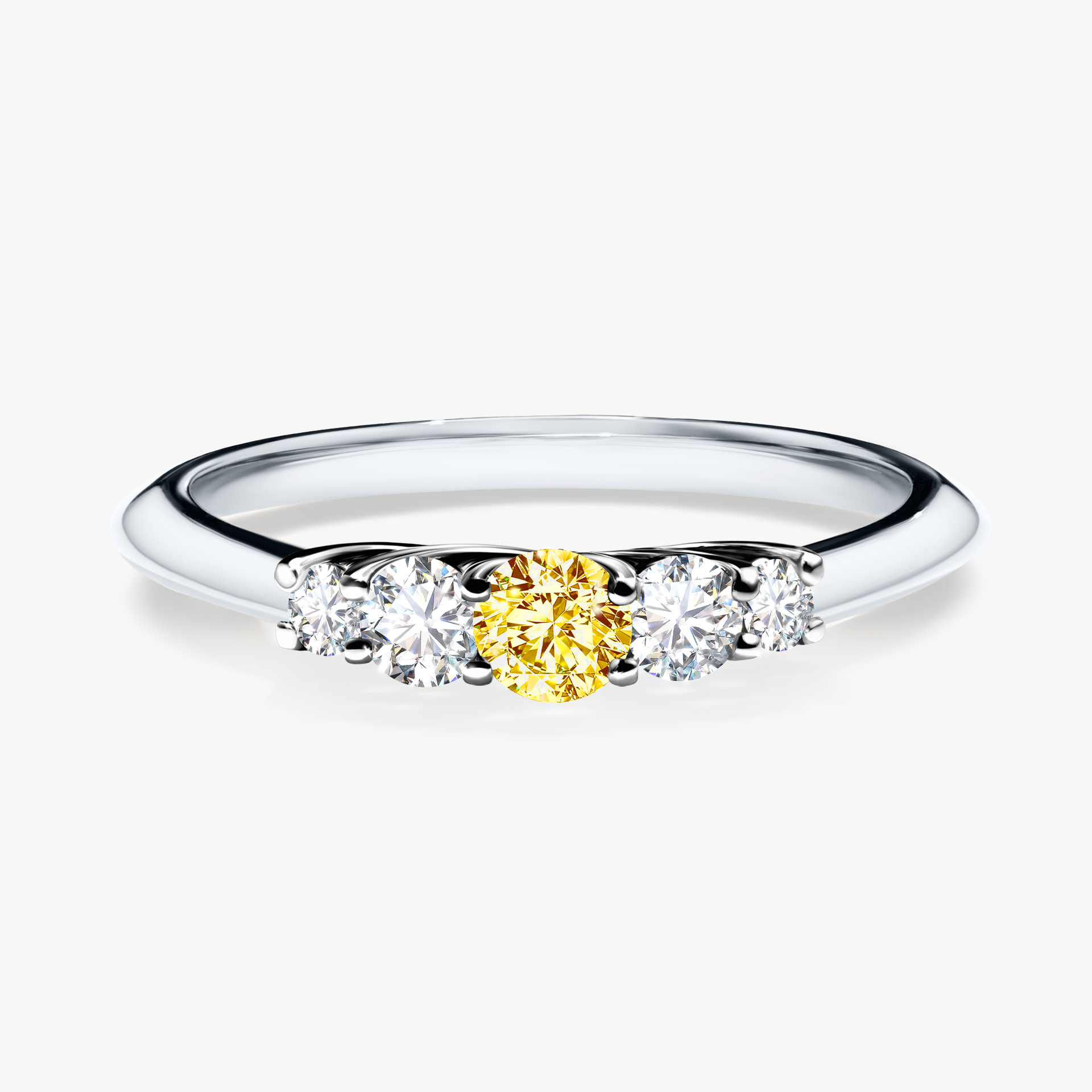 Pierścionek zaręczynowy My Darling z białego złota z żółtym diamentem 0,22ct
