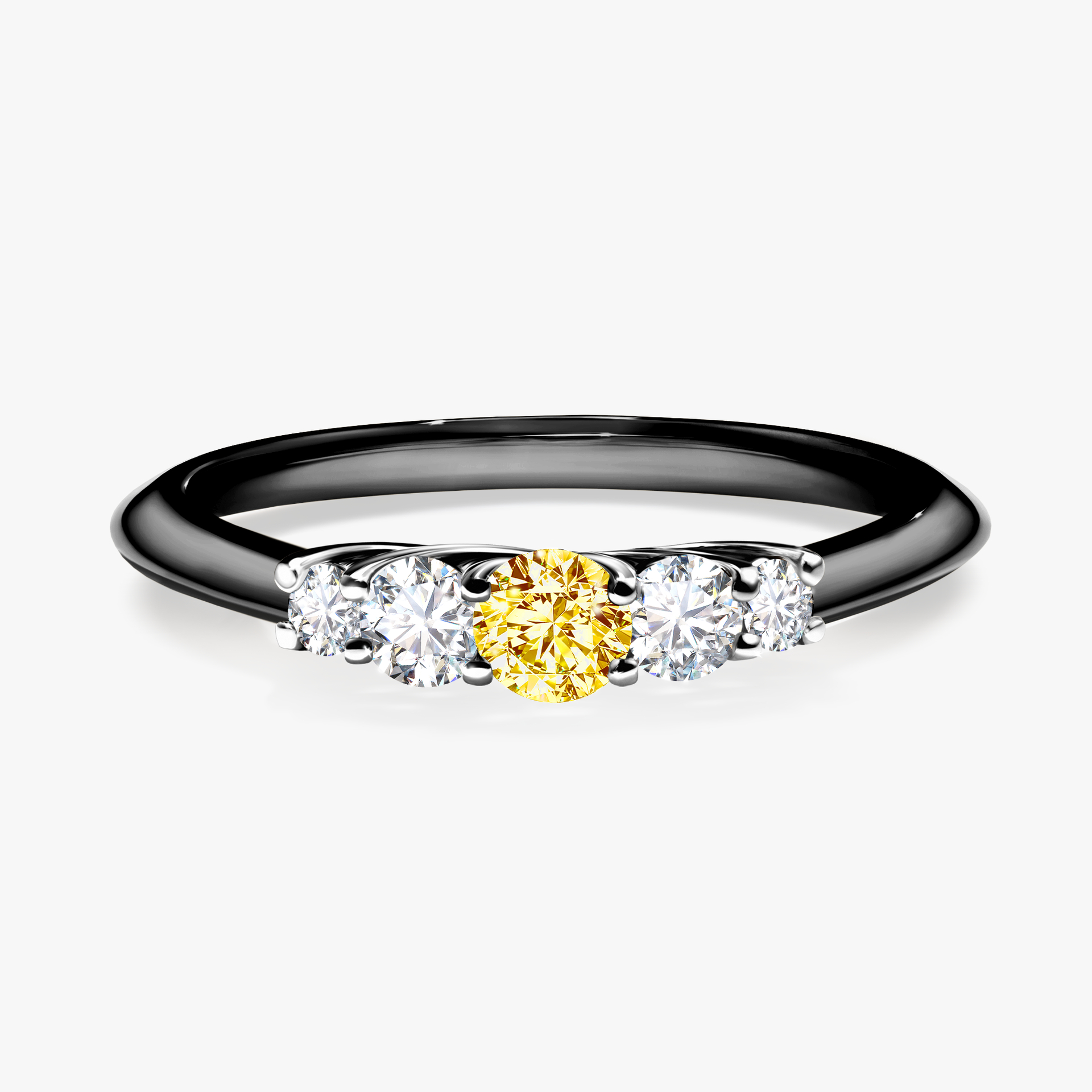 Pierścionek zaręczynowy My Darling z czarnego złota z żółtym diamentem 0,22ct