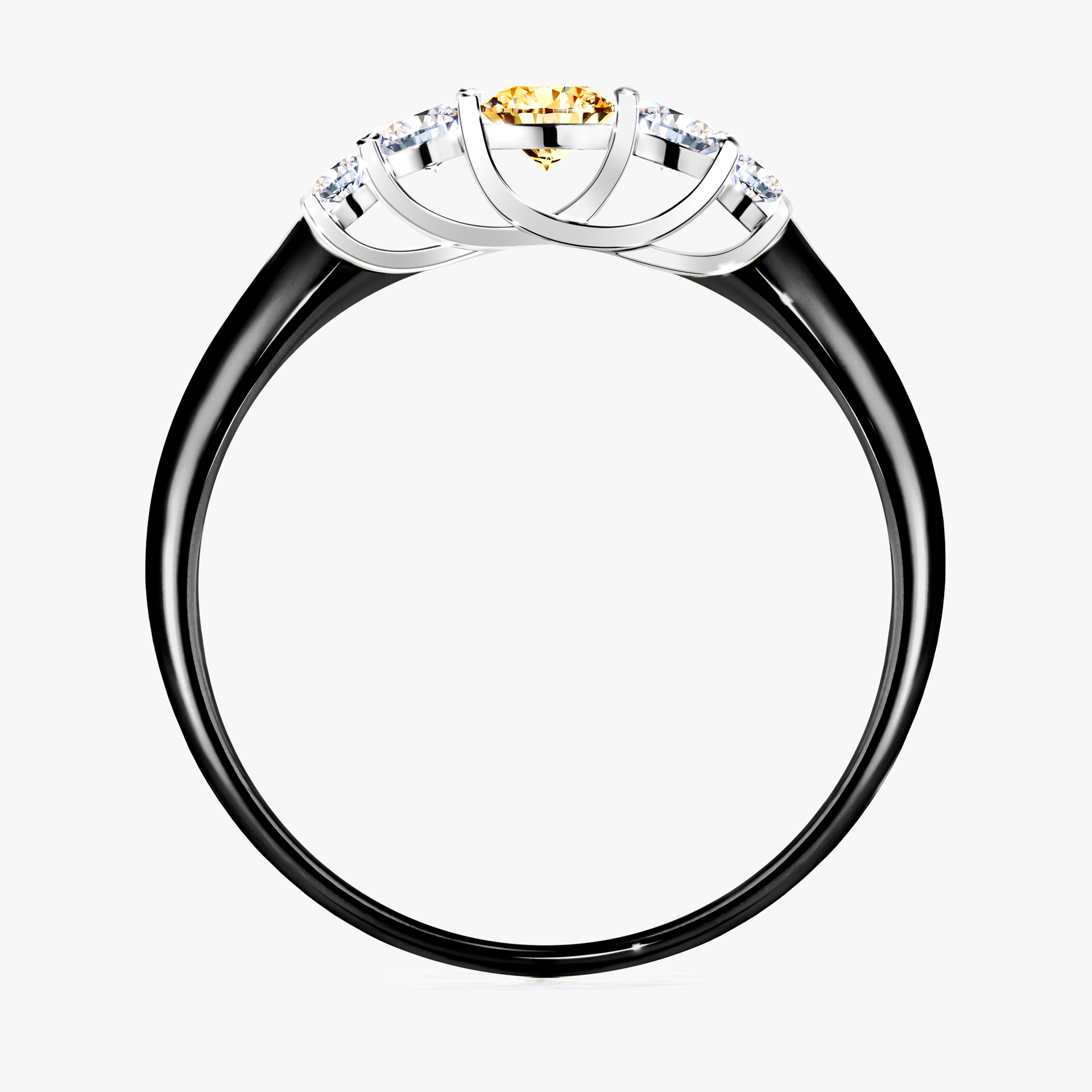Pierścionek zaręczynowy My Darling z czarnego złota z żółtym diamentem 0,22ct