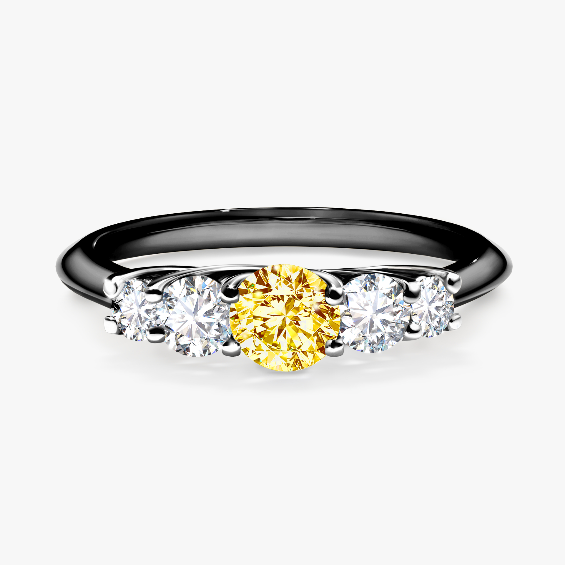 Pierścionek zaręczynowy My Darling z czarnego złota z żółtym diamentem 0,53ct