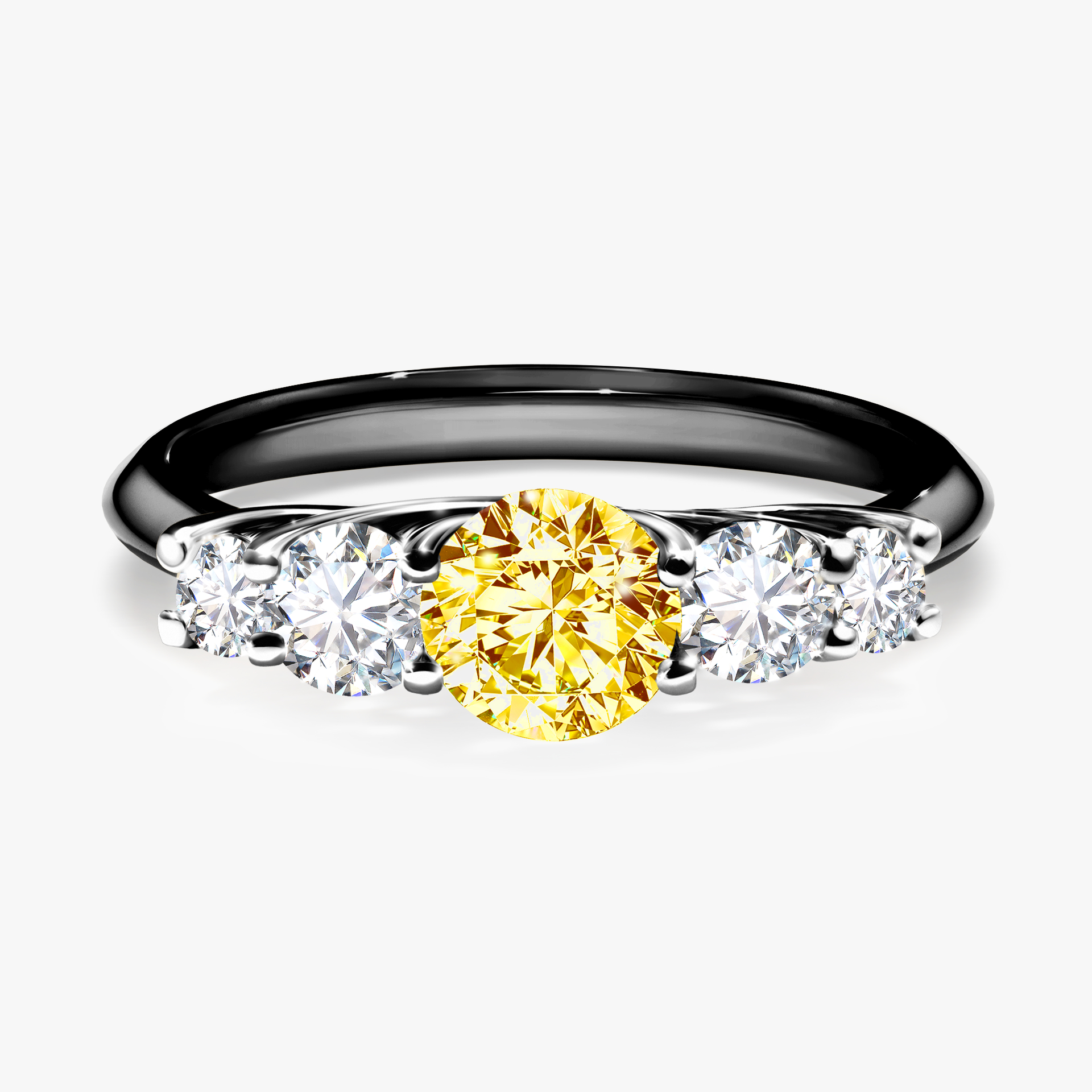 Pierścionek zaręczynowy My Darling z czarnego złota z żółtym diamentem 0,96ct