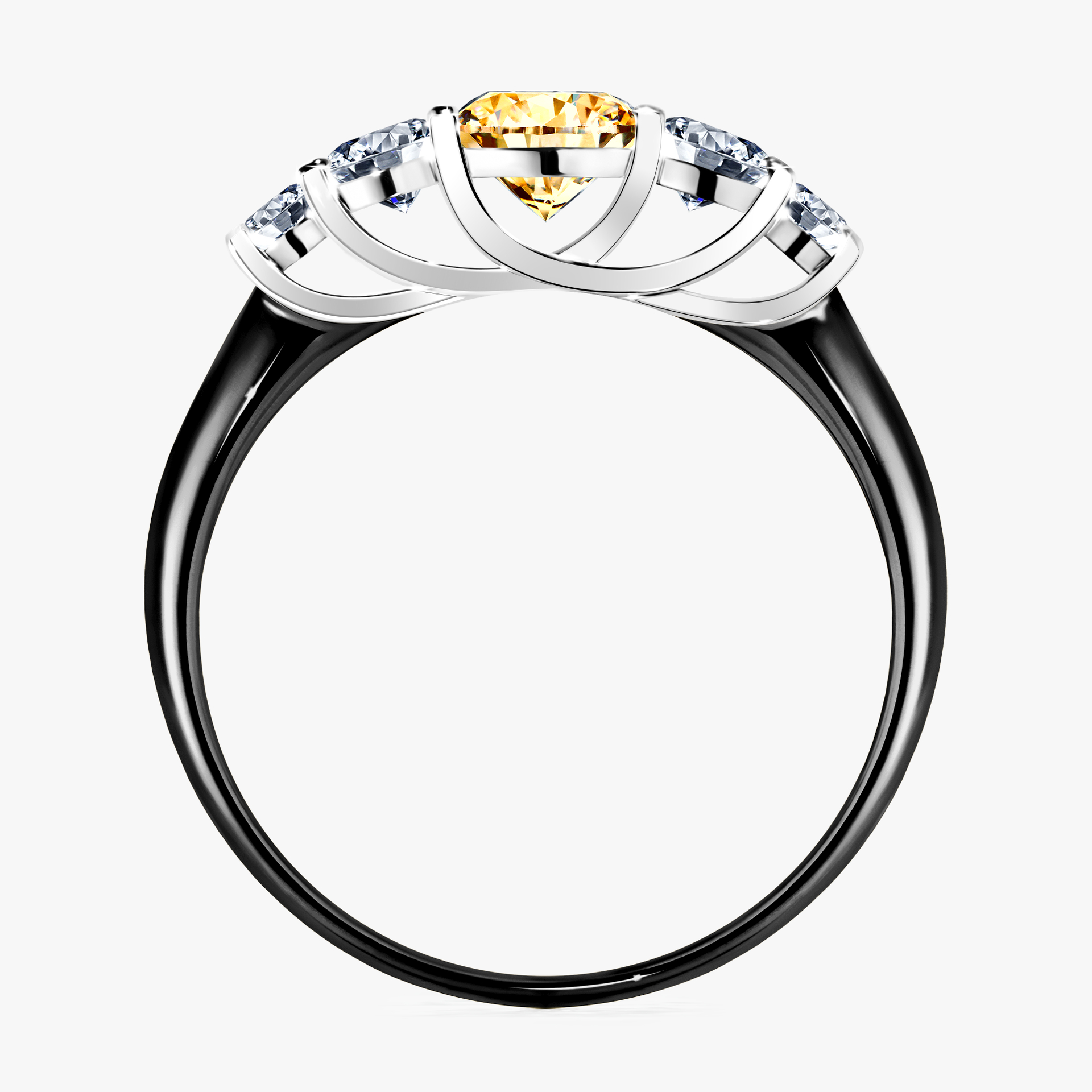 Pierścionek zaręczynowy My Darling z czarnego złota z żółtym diamentem 0,96ct