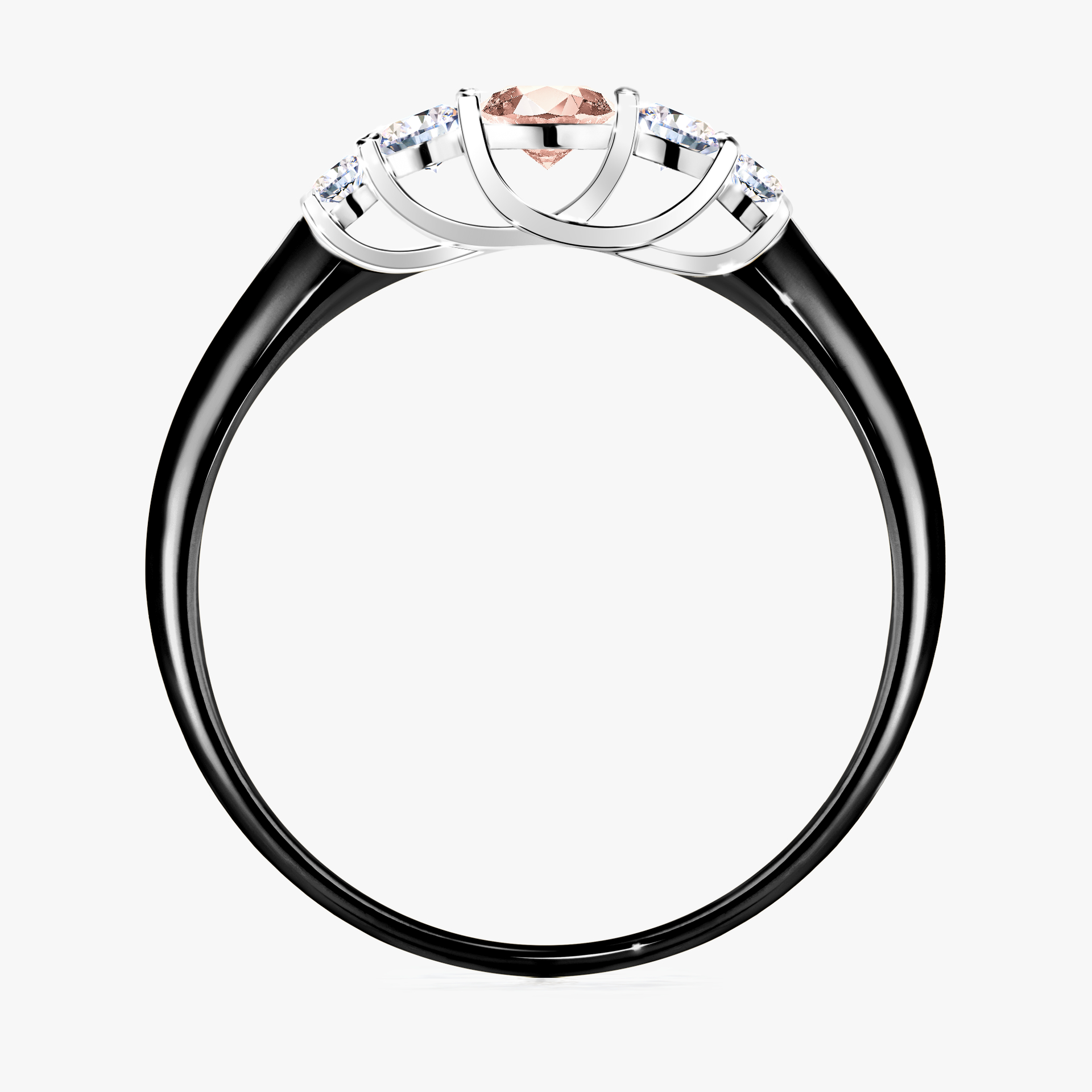 Pierścionek zaręczynowy My Darling z czarnego złota z morganitem 0,22ct