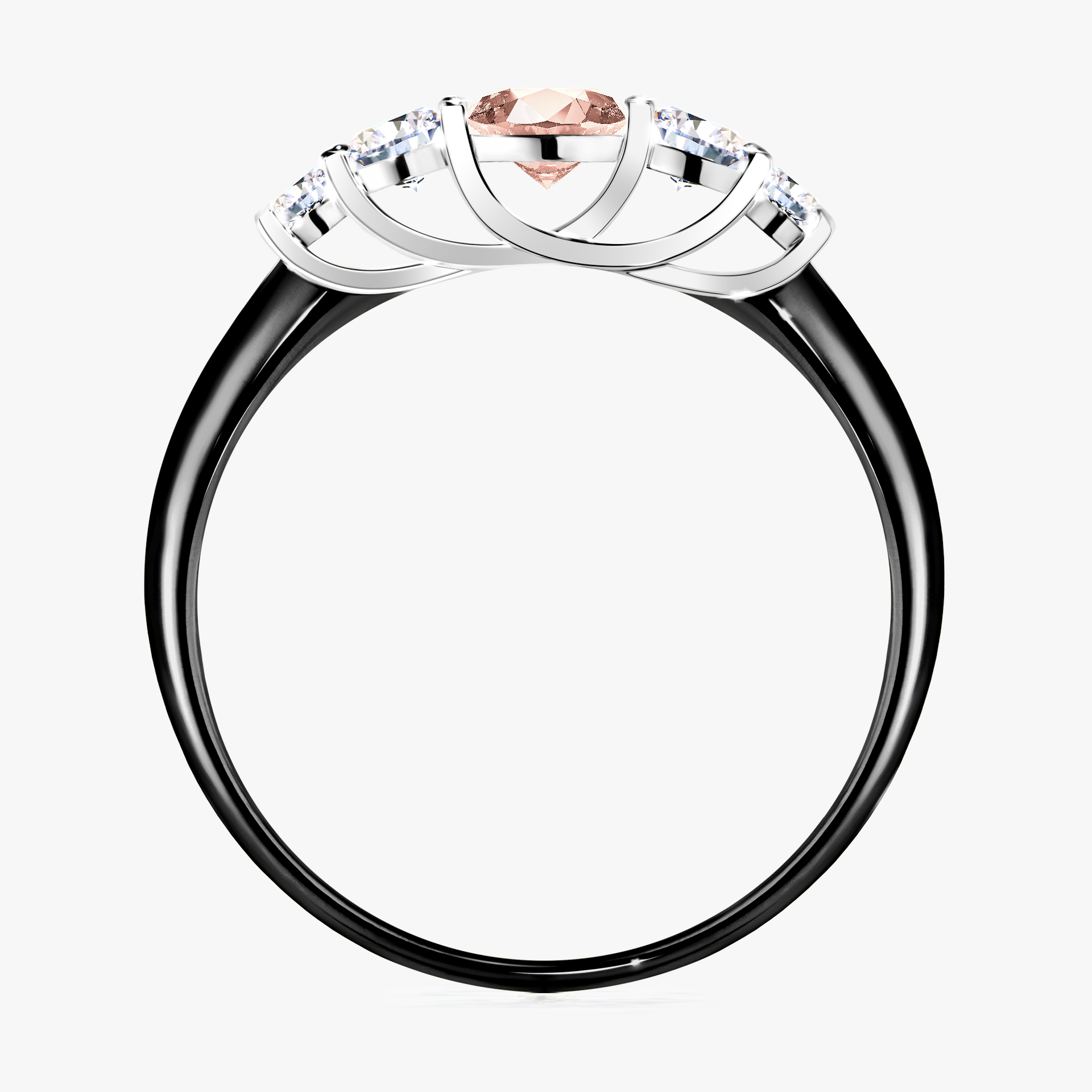 Pierścionek zaręczynowy My Darling z czarnego złota z morganitem 0,53ct