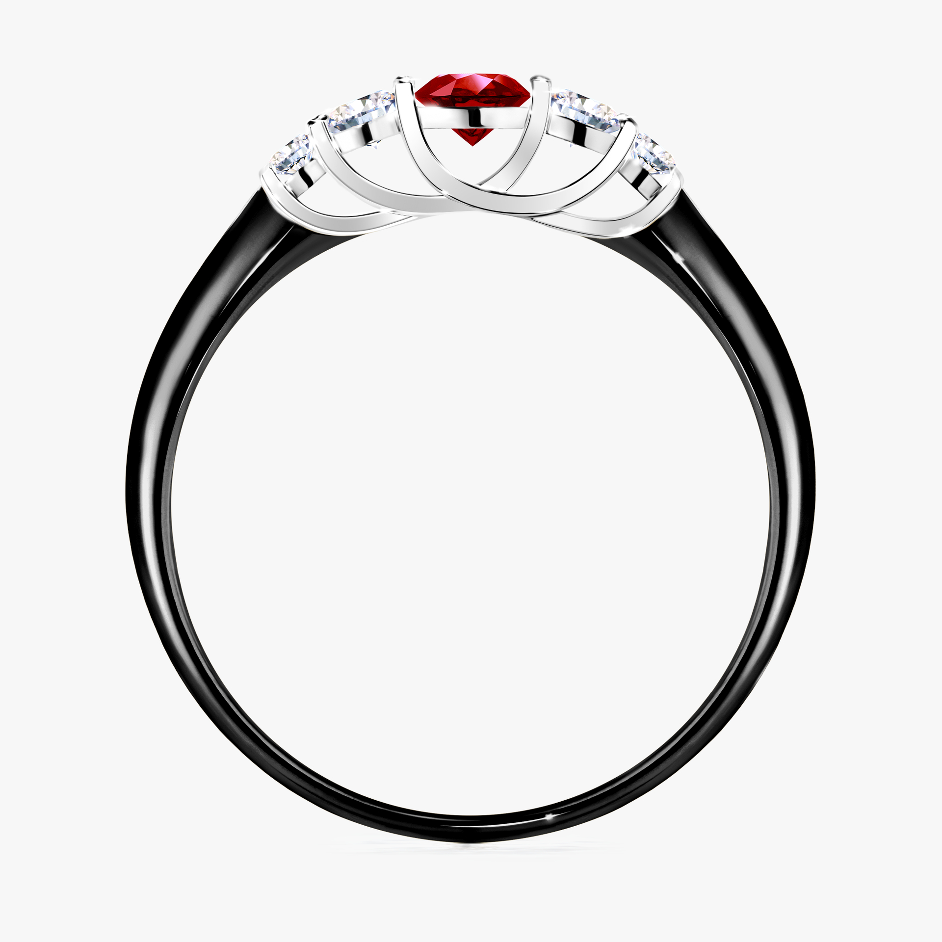Pierścionek zaręczynowy My Darling z czarnego złota z rubinem 0,22ct