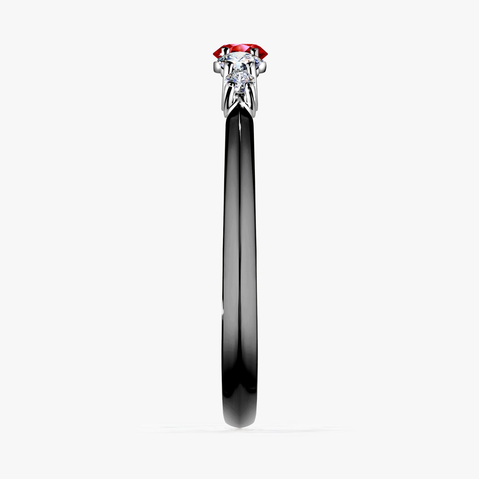 Pierścionek zaręczynowy My Darling z czarnego złota z rubinem 0,22ct