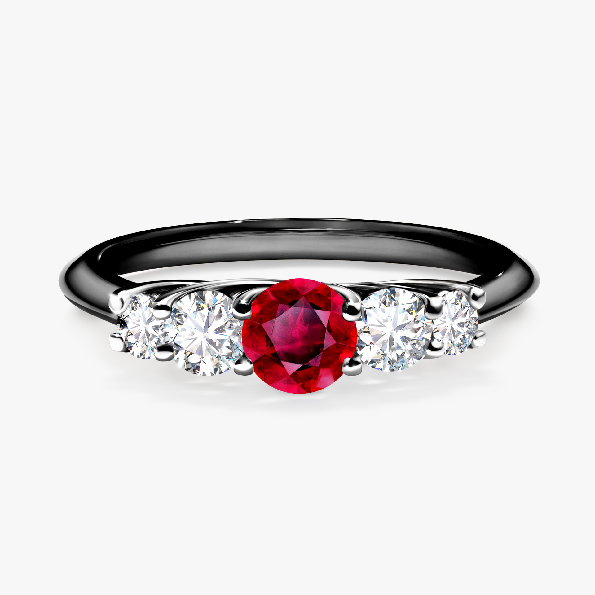 Pierścionek zaręczynowy My Darling z czarnego złota z rubinem 0,53ct