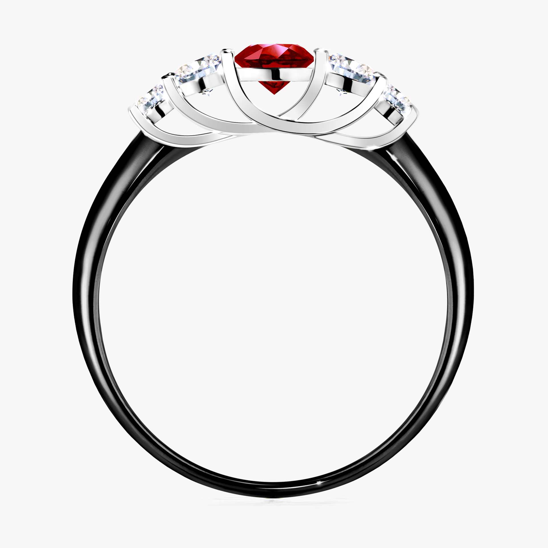 Pierścionek zaręczynowy My Darling z czarnego złota z rubinem 0,53ct