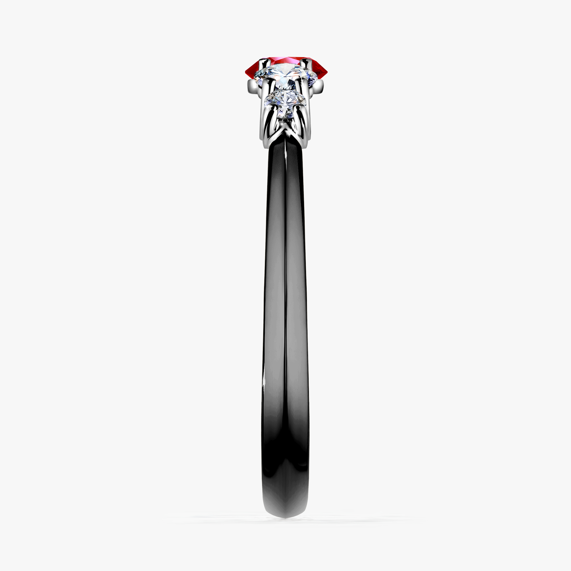 Pierścionek zaręczynowy My Darling z czarnego złota z rubinem 0,53ct