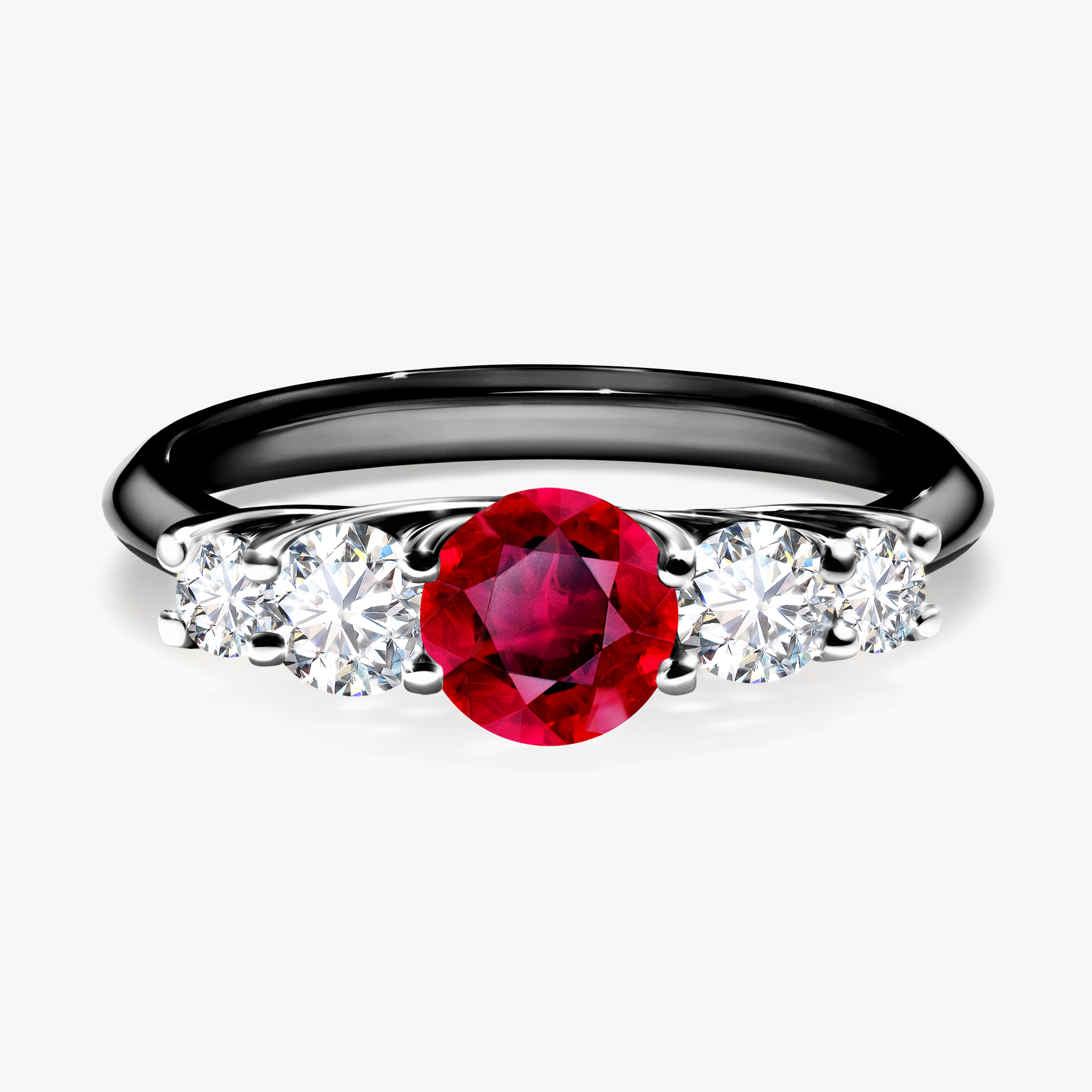 Pierścionek zaręczynowy My Darling z czarnego złota z rubinem 0,96ct