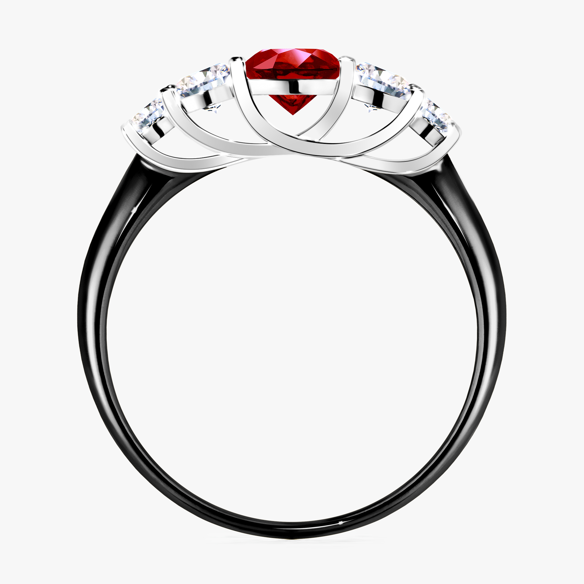 Pierścionek zaręczynowy My Darling z czarnego złota z rubinem 0,96ct