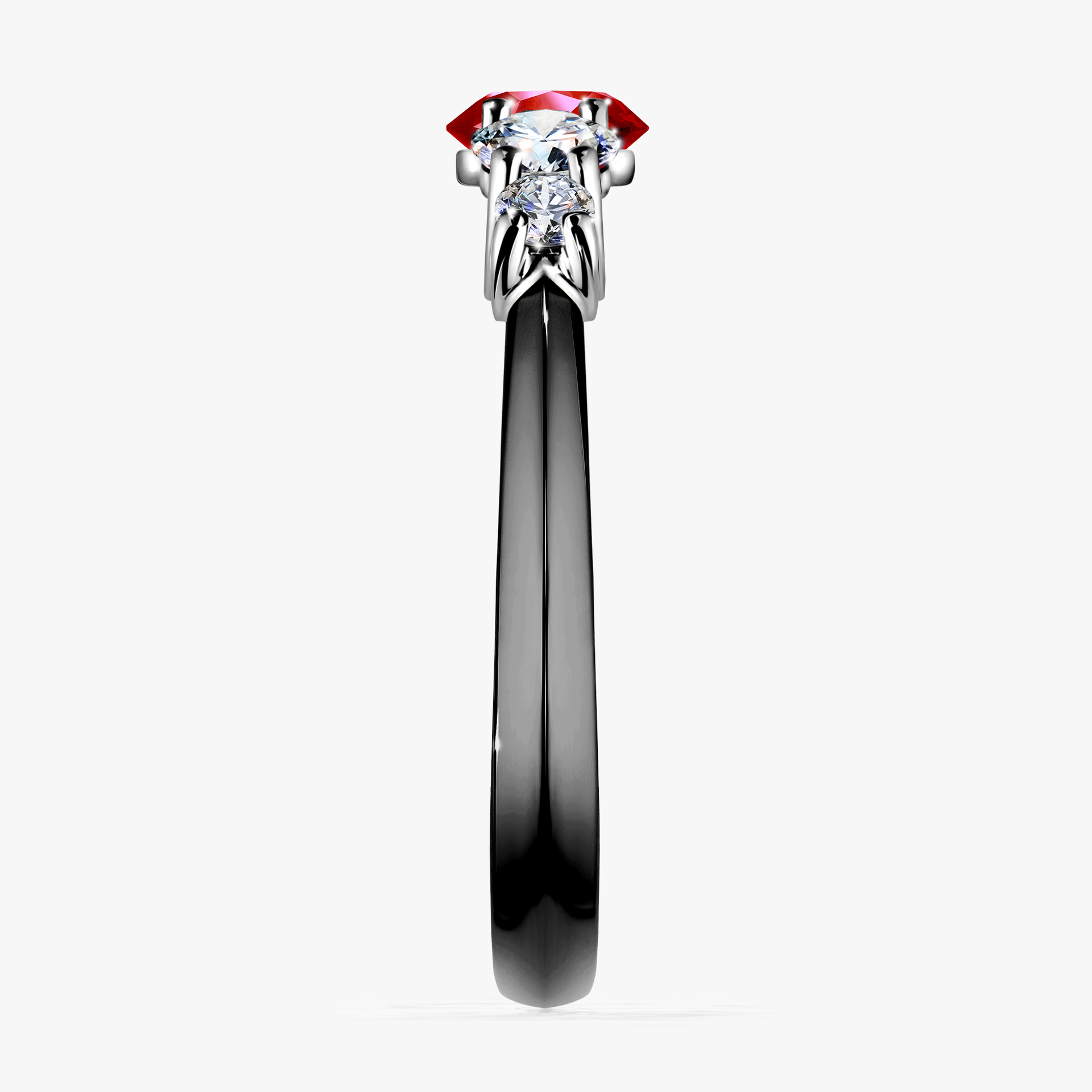 Pierścionek zaręczynowy My Darling z czarnego złota z rubinem 0,96ct