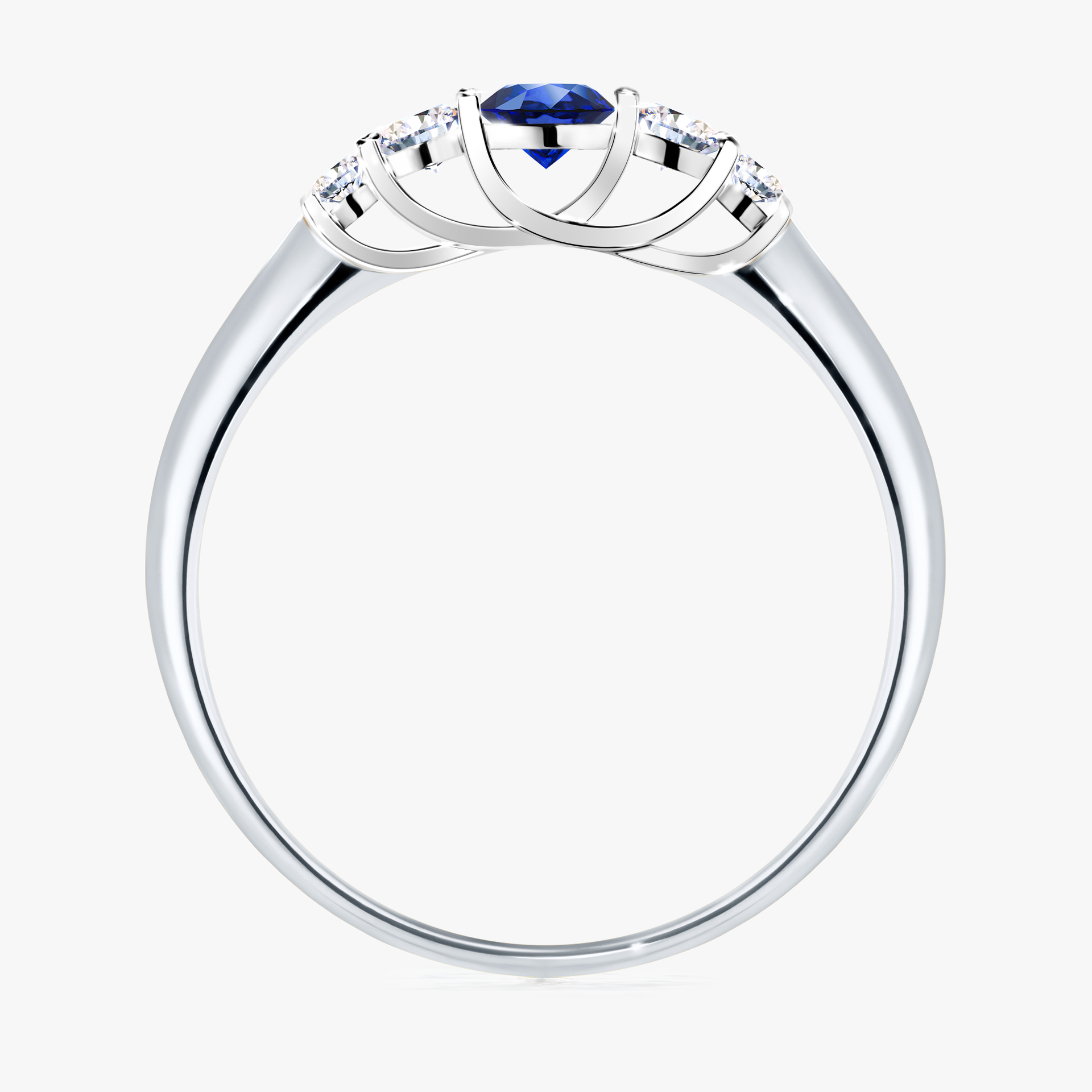 Pierścionek zaręczynowy My Darling z białego złota z szafirem niebieskim 0,22ct