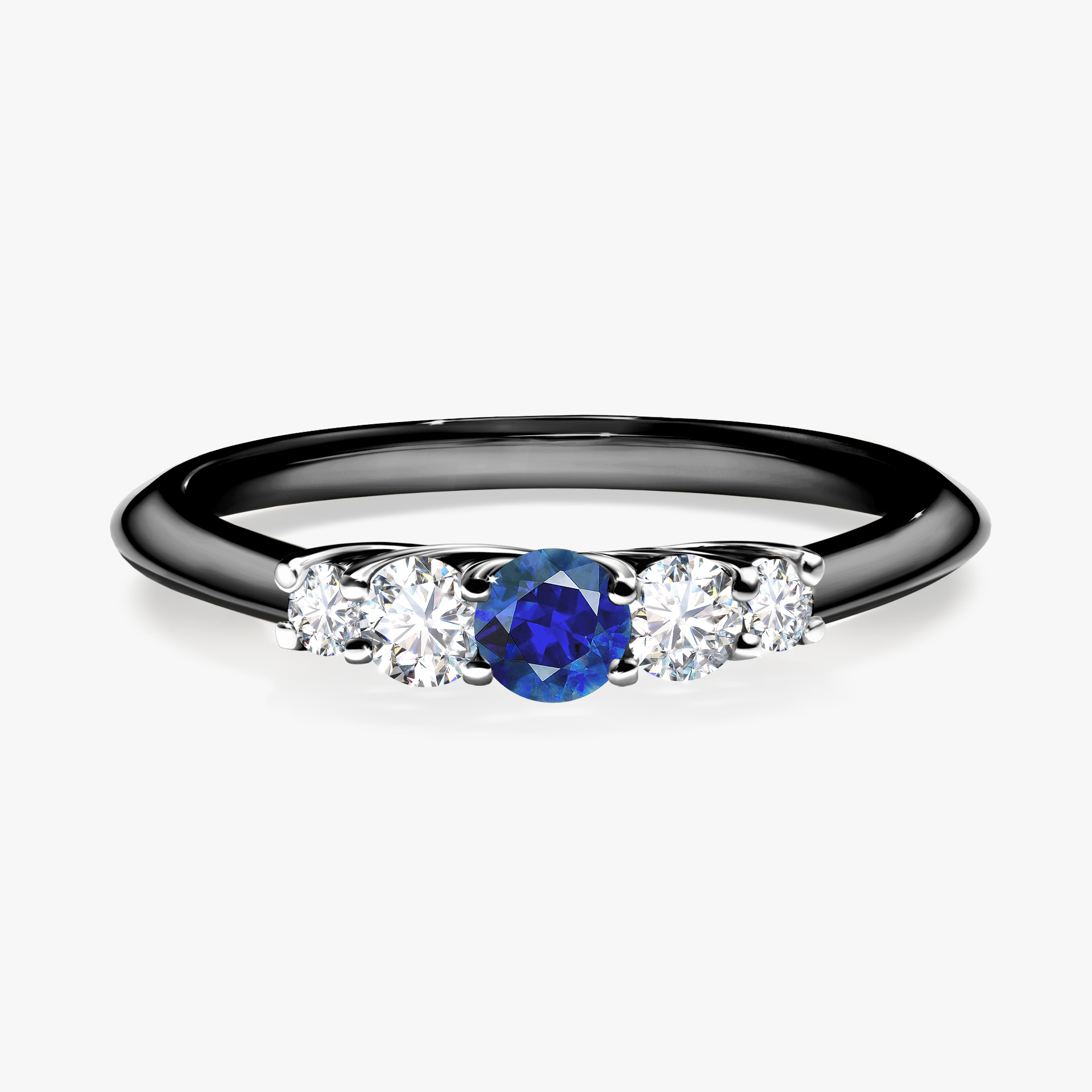Pierścionek zaręczynowy My Darling z czarnego złota z szafirem niebieskim 0,22ct