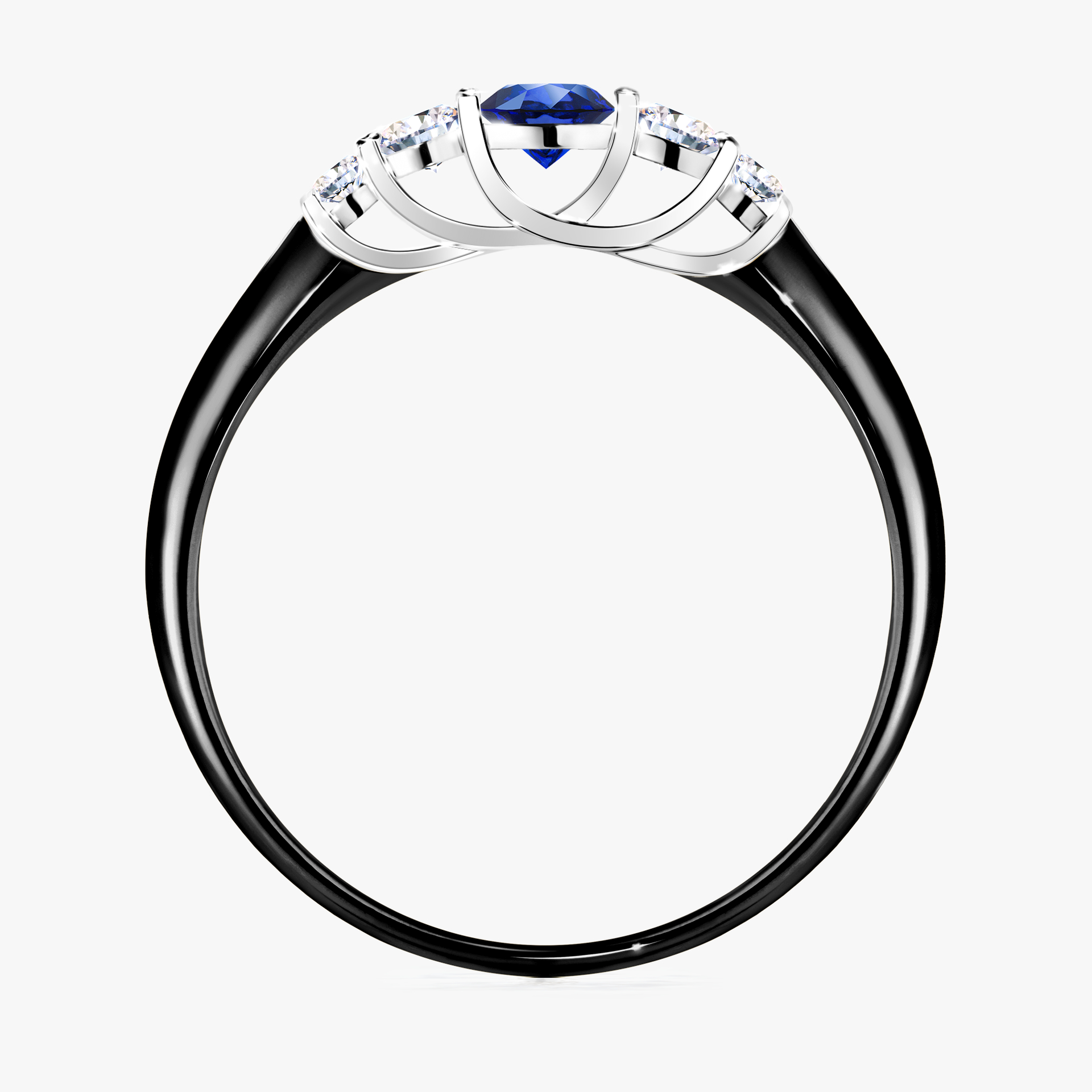 Pierścionek zaręczynowy My Darling z czarnego złota z szafirem niebieskim 0,22ct