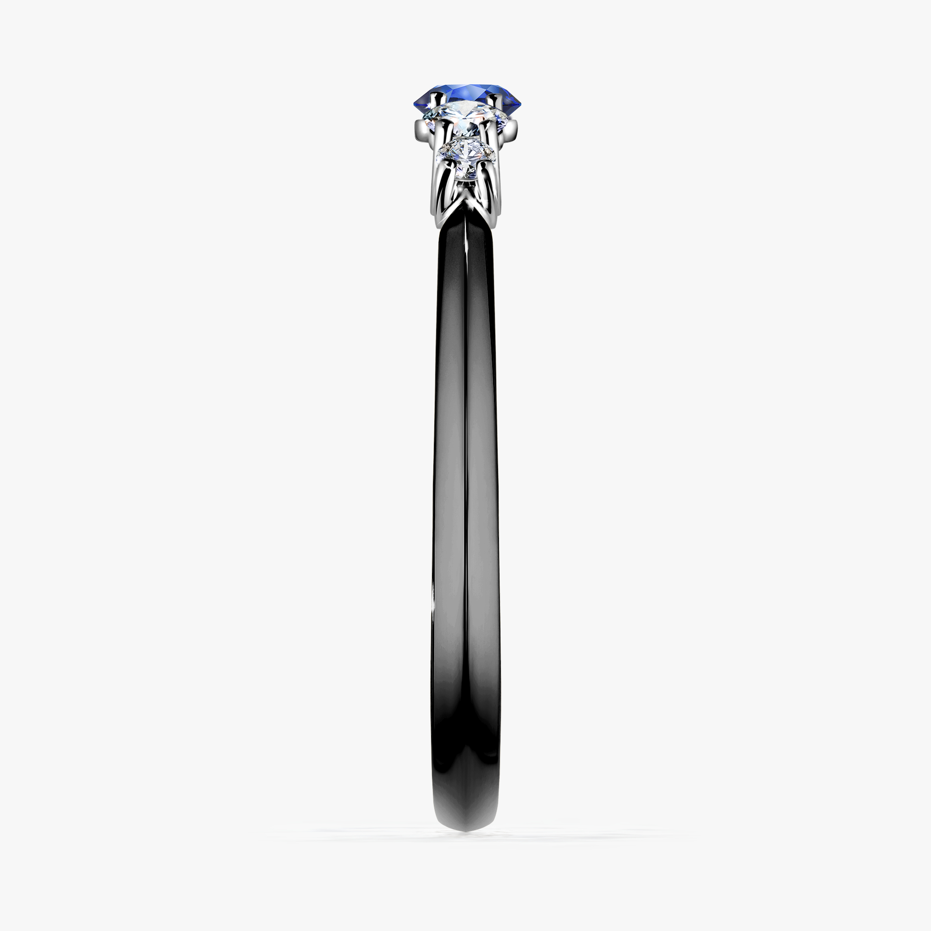 Pierścionek zaręczynowy My Darling z czarnego złota z szafirem niebieskim 0,22ct